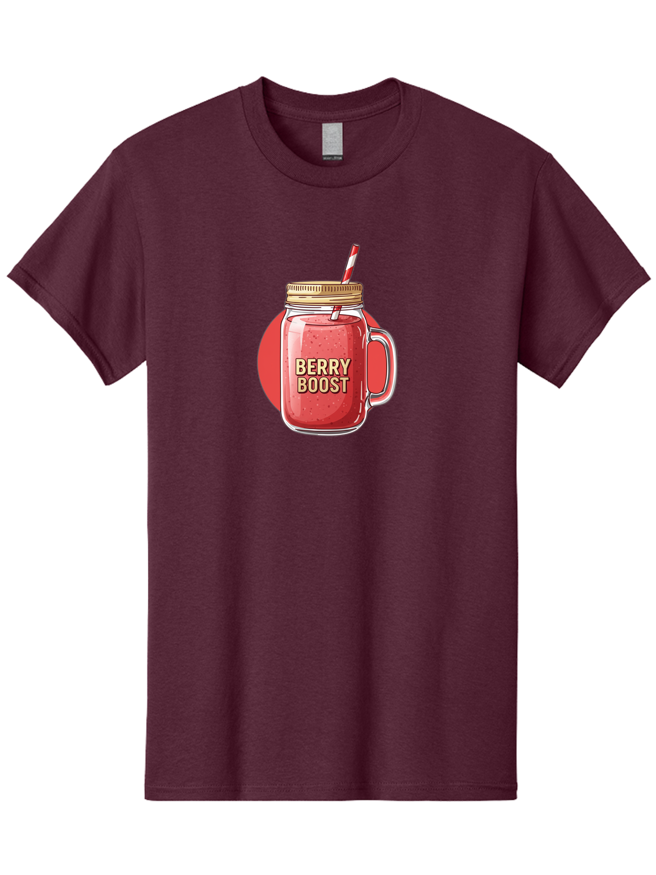 Berry-Boost Men'S Graphic Tee, 100% Cotton, Comfortable Casual Summer Wear, Machine Washable, Berry Smoothie, Blended Drink, Healthy Beverage, Mason Jar, Straw, Refreshing, Fruit Boost, Wellness, Nutrition, Healthy Lifestyle Bab675