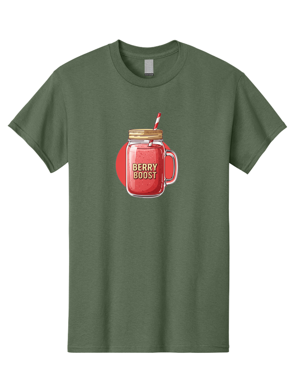 Berry-Boost Men'S Graphic Tee, 100% Cotton, Comfortable Casual Summer Wear, Machine Washable, Berry Smoothie, Blended Drink, Healthy Beverage, Mason Jar, Straw, Refreshing, Fruit Boost, Wellness, Nutrition, Healthy Lifestyle Bab675