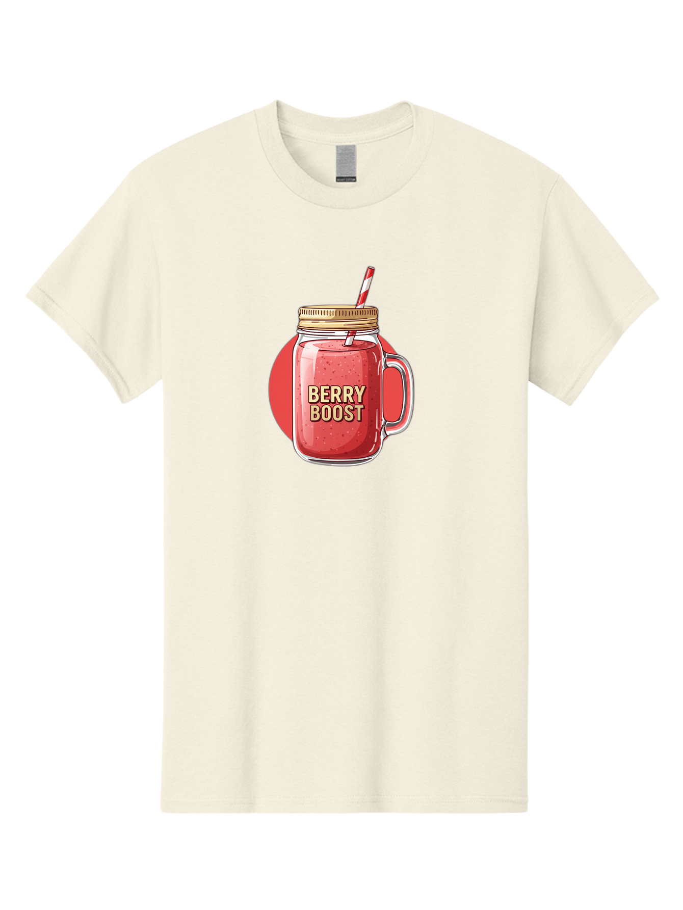 Berry-Boost Men'S Graphic Tee, 100% Cotton, Comfortable Casual Summer Wear, Machine Washable, Berry Smoothie, Blended Drink, Healthy Beverage, Mason Jar, Straw, Refreshing, Fruit Boost, Wellness, Nutrition, Healthy Lifestyle Bab675