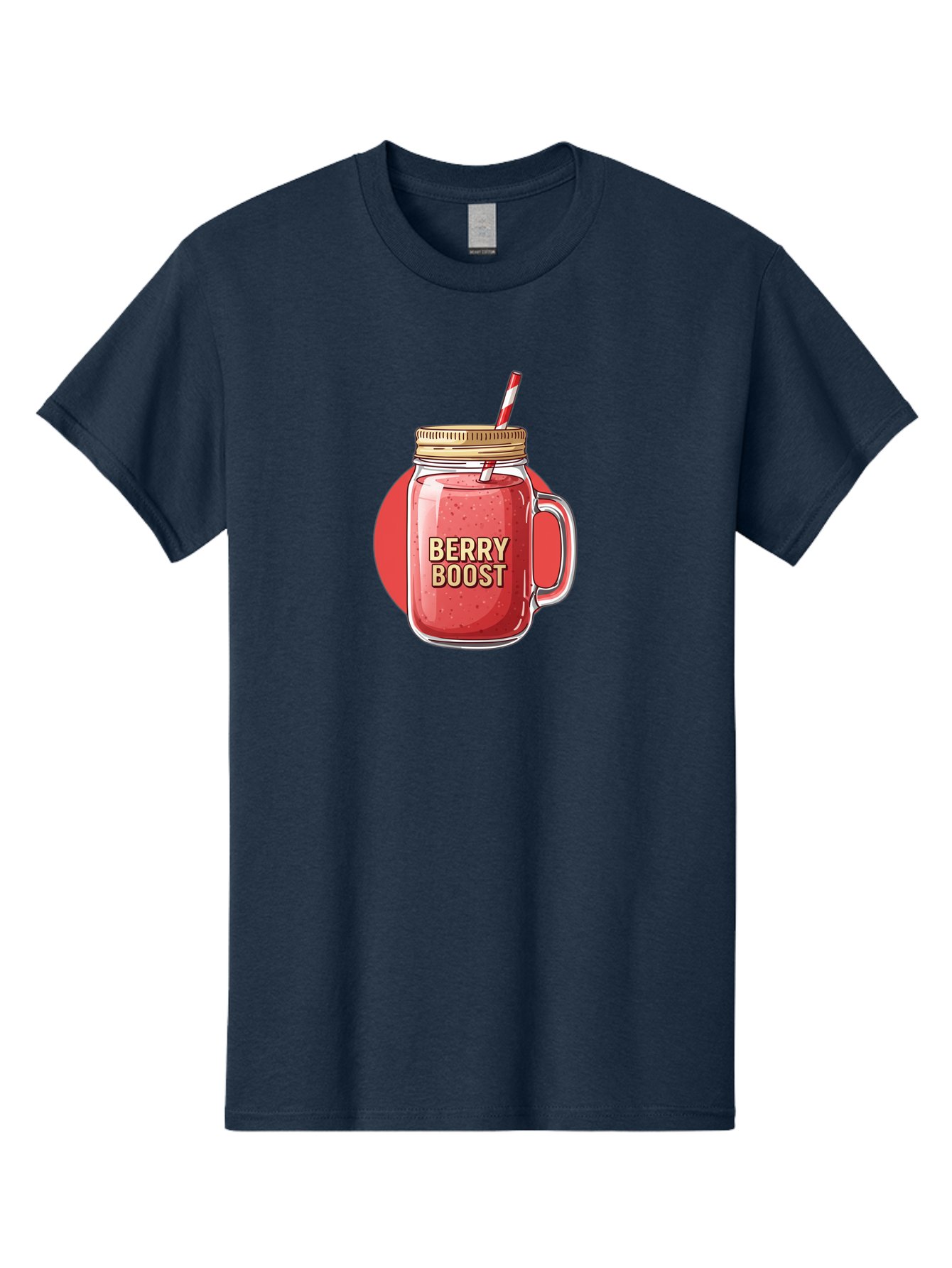 Berry-Boost Men'S Graphic Tee, 100% Cotton, Comfortable Casual Summer Wear, Machine Washable, Berry Smoothie, Blended Drink, Healthy Beverage, Mason Jar, Straw, Refreshing, Fruit Boost, Wellness, Nutrition, Healthy Lifestyle Bab675