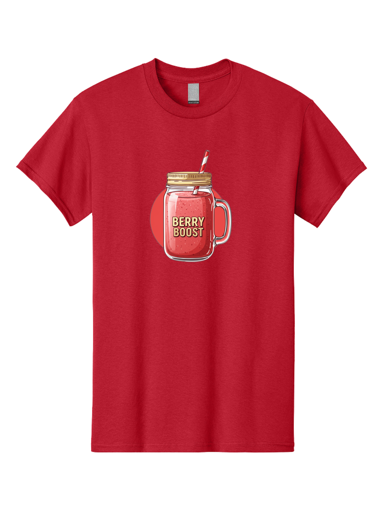 Berry-Boost Men'S Graphic Tee, 100% Cotton, Comfortable Casual Summer Wear, Machine Washable, Berry Smoothie, Blended Drink, Healthy Beverage, Mason Jar, Straw, Refreshing, Fruit Boost, Wellness, Nutrition, Healthy Lifestyle Bab675