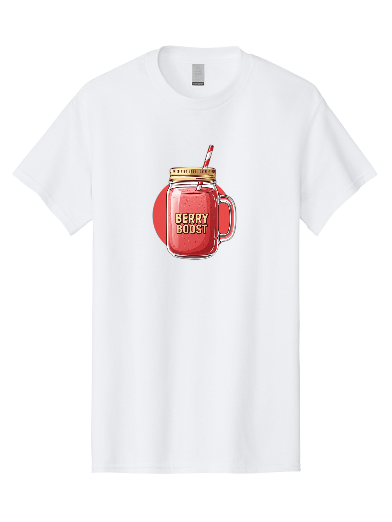 Berry-Boost Men'S Graphic Tee, 100% Cotton, Comfortable Casual Summer Wear, Machine Washable, Berry Smoothie, Blended Drink, Healthy Beverage, Mason Jar, Straw, Refreshing, Fruit Boost, Wellness, Nutrition, Healthy Lifestyle Bab675