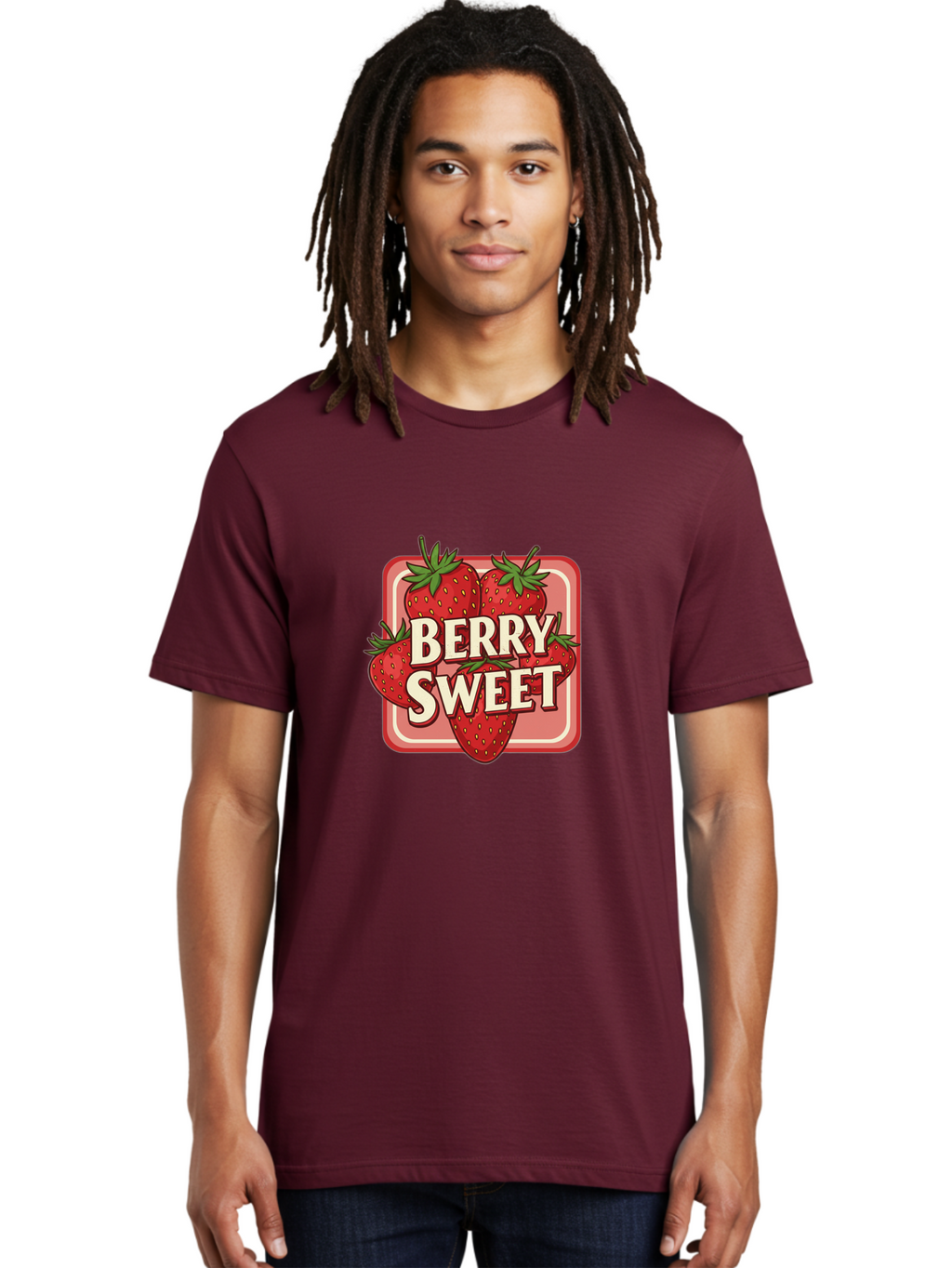 Berry-Sweet Men'S Graphic Tee, 100% Cotton, Comfortable Casual Summer Wear, Machine Washable, Strawberry Graphic, Fresh Strawberries, Red Strawberries, Sweet Treats, Dessert Logo, Fruit Illustration, Summer Vibes, Tasty Delights, Bab678
