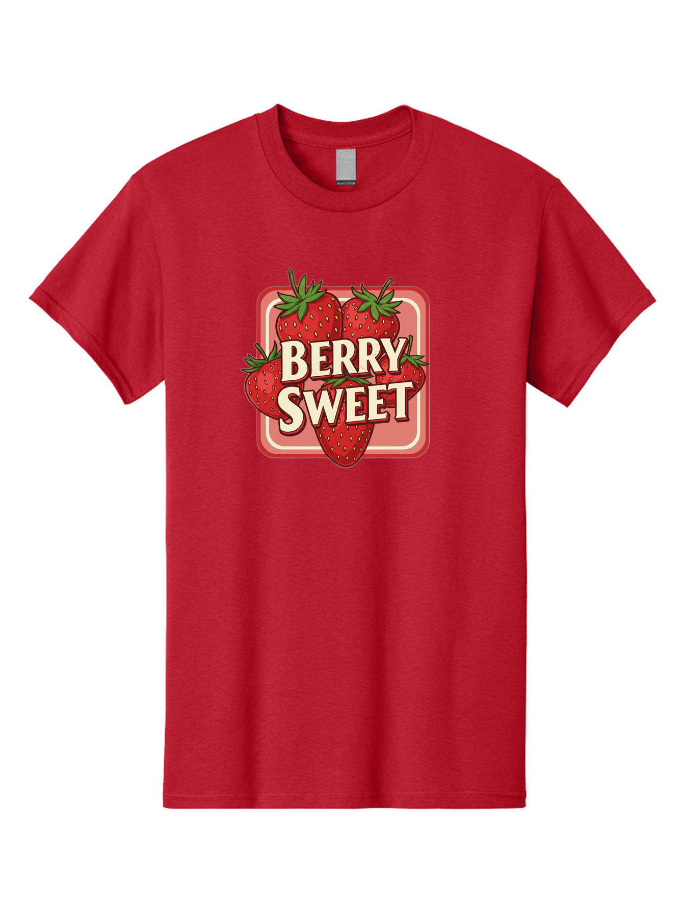Berry-Sweet Men'S Graphic Tee, 100% Cotton, Comfortable Casual Summer Wear, Machine Washable, Strawberry Graphic, Fresh Strawberries, Red Strawberries, Sweet Treats, Dessert Logo, Fruit Illustration, Summer Vibes, Tasty Delights, Bab678