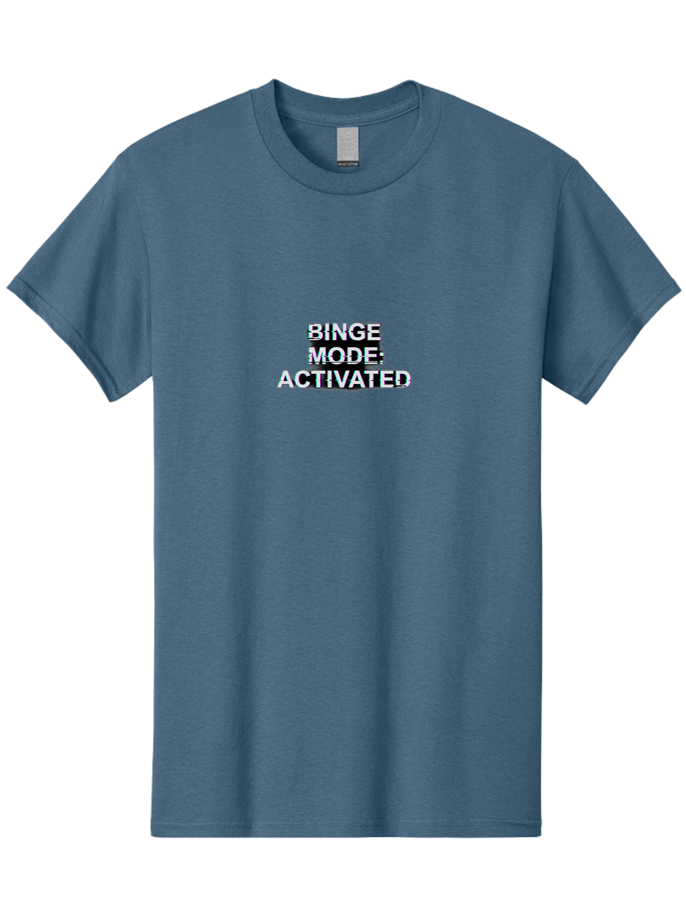 Binge-Mode-Activated-1 Men'S Graphic Tee, 100% Cotton, Comfortable Casual Summer Wear, Machine Washable, Binge Mode, Binge Watching, Activated, Glitch Text, Distorted Font, Grey Text, Pop Culture, Entertainment, Tv Show, Meme Culture, Bab679