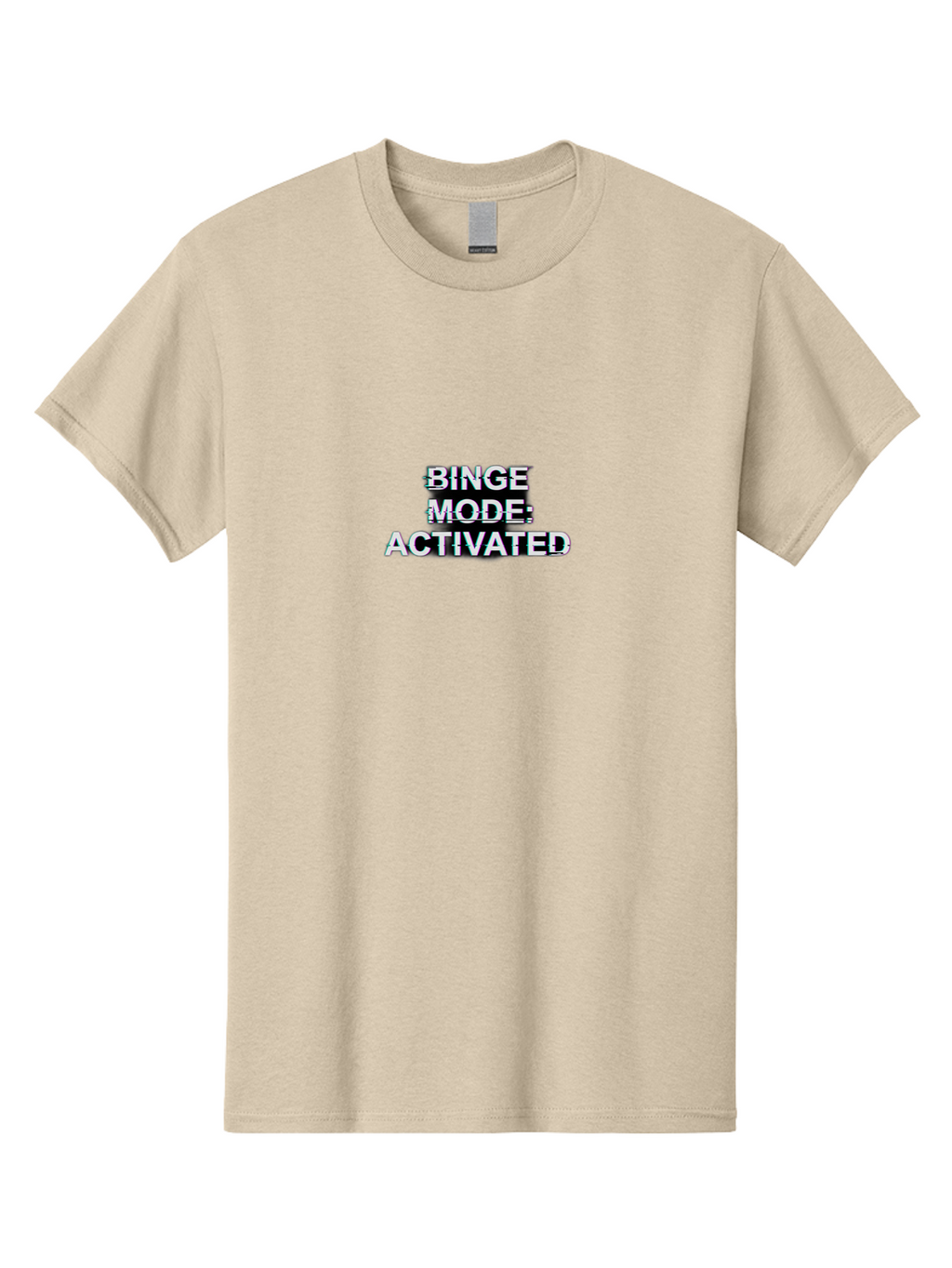 Binge-Mode-Activated-1 Men'S Graphic Tee, 100% Cotton, Comfortable Casual Summer Wear, Machine Washable, Binge Mode, Binge Watching, Activated, Glitch Text, Distorted Font, Grey Text, Pop Culture, Entertainment, Tv Show, Meme Culture, Bab679