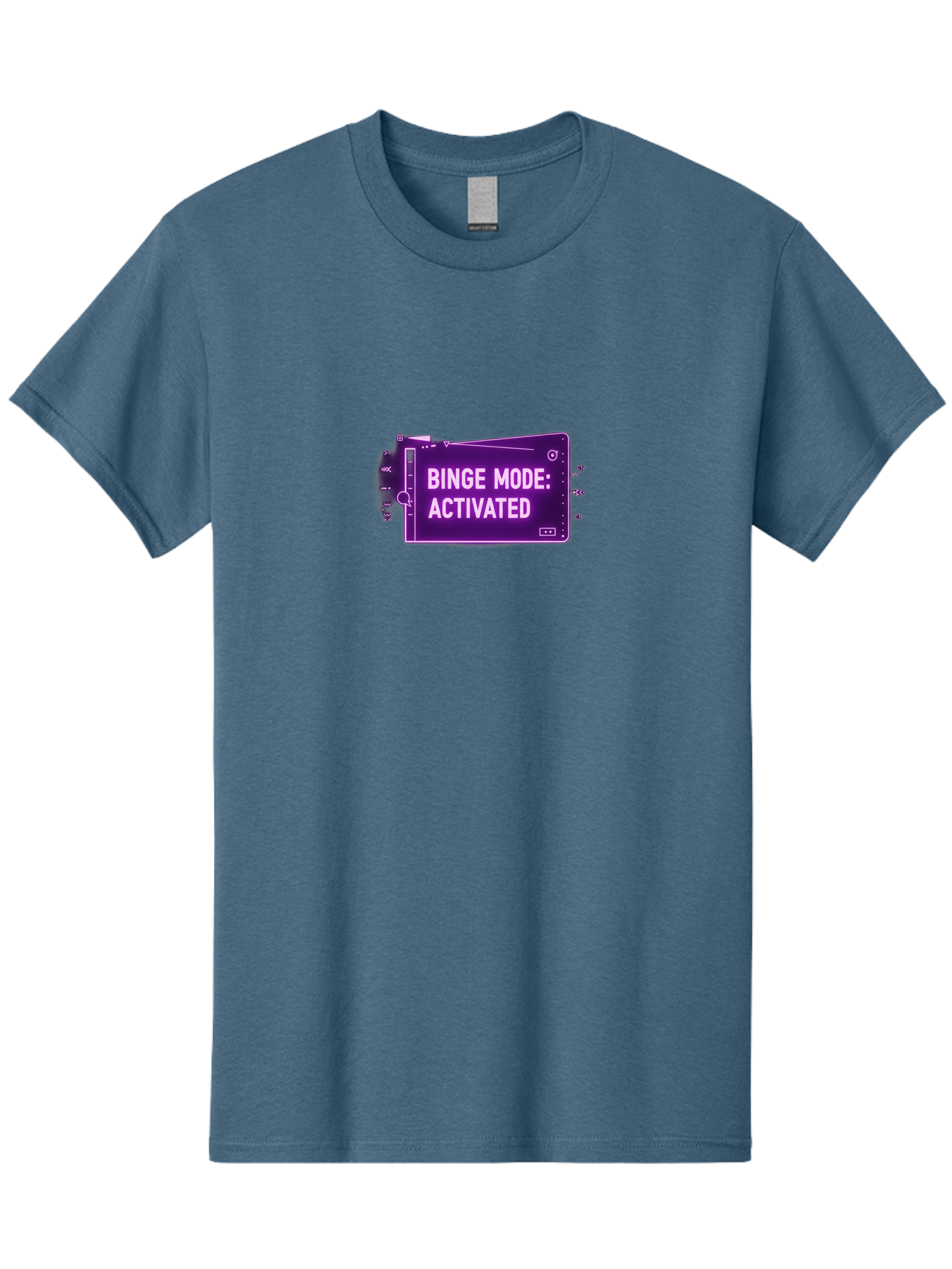 Binge-Mode-Activated-2 Men'S Graphic Tee, 100% Cotton, Comfortable Casual Summer Wear, Machine Washable, Binge Watching, Tv Show Obsession, Streaming Service, Entertainment, Media Consumption, Purple Screen, Electronic Device, Bab680