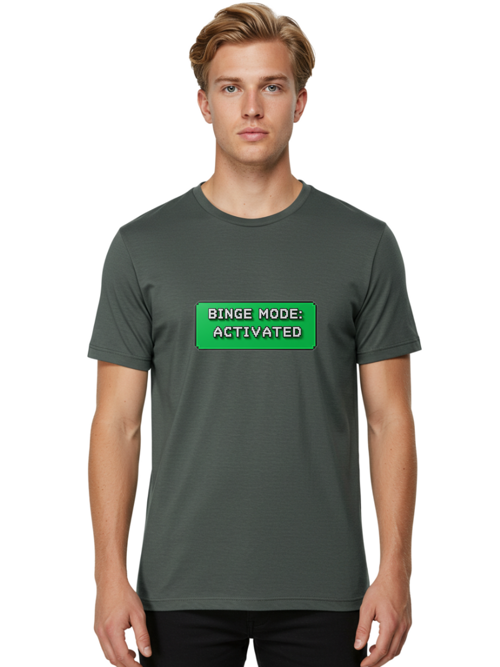 Binge-Mode-Activated Men'S Graphic Tee, 100% Cotton, Comfortable Casual Summer Wear, Machine Washable, Binge Watching, Marathon Viewing, Streaming Mode, Entertainment Mode, Tv Series, Video Streaming, Pop Culture, Entertainment, Tv Shows Bab682