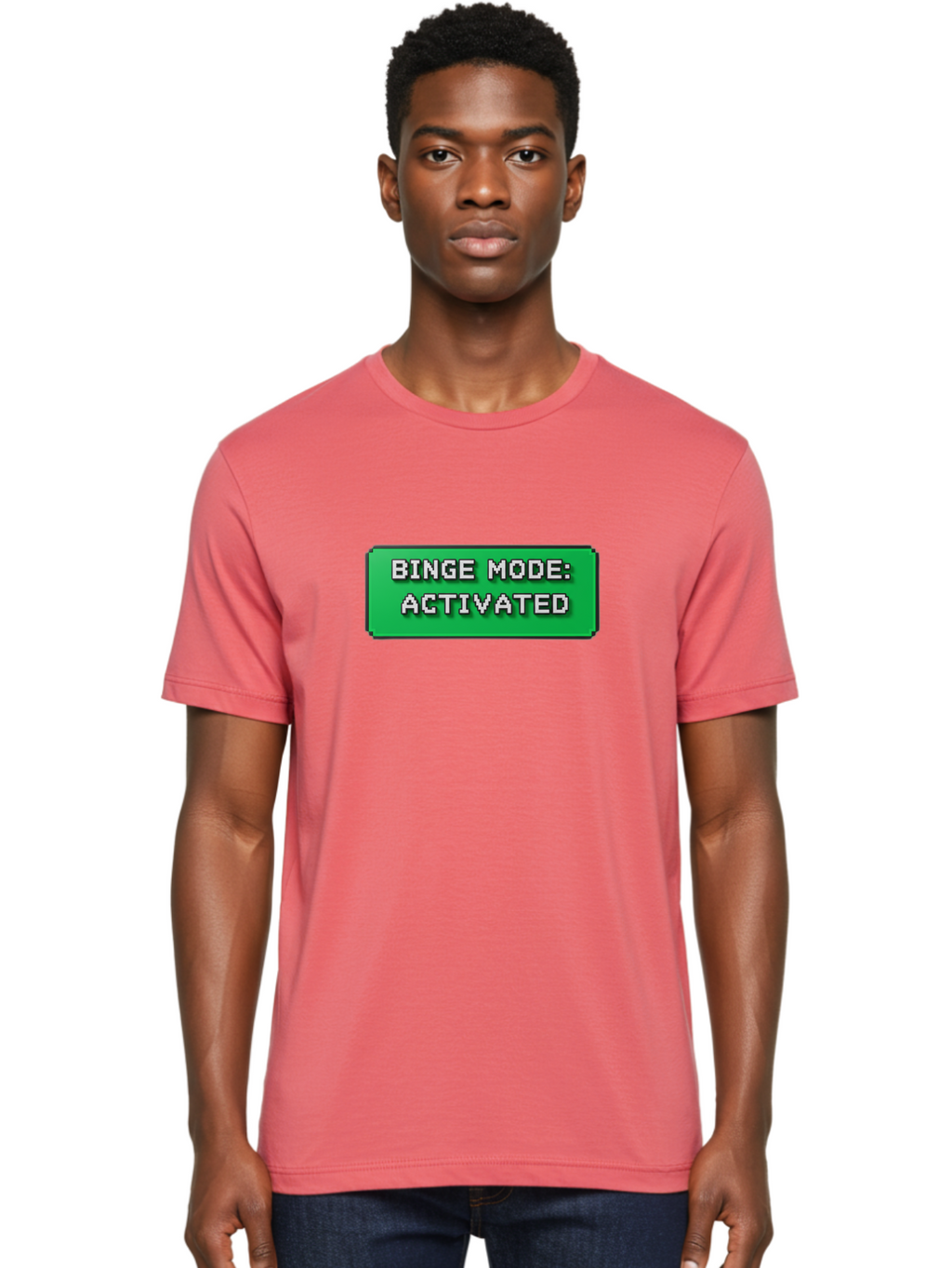 Binge-Mode-Activated Men'S Graphic Tee, 100% Cotton, Comfortable Casual Summer Wear, Machine Washable, Binge Watching, Marathon Viewing, Streaming Mode, Entertainment Mode, Tv Series, Video Streaming, Pop Culture, Entertainment, Tv Shows Bab682