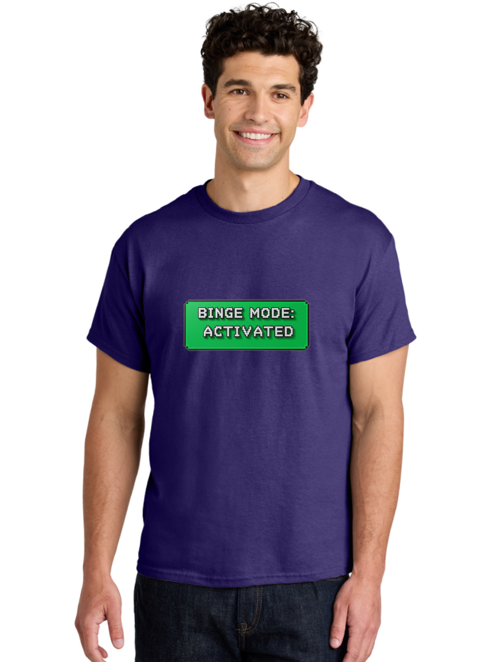 Binge-Mode-Activated Men'S Graphic Tee, 100% Cotton, Comfortable Casual Summer Wear, Machine Washable, Binge Watching, Marathon Viewing, Streaming Mode, Entertainment Mode, Tv Series, Video Streaming, Pop Culture, Entertainment, Tv Shows Bab682