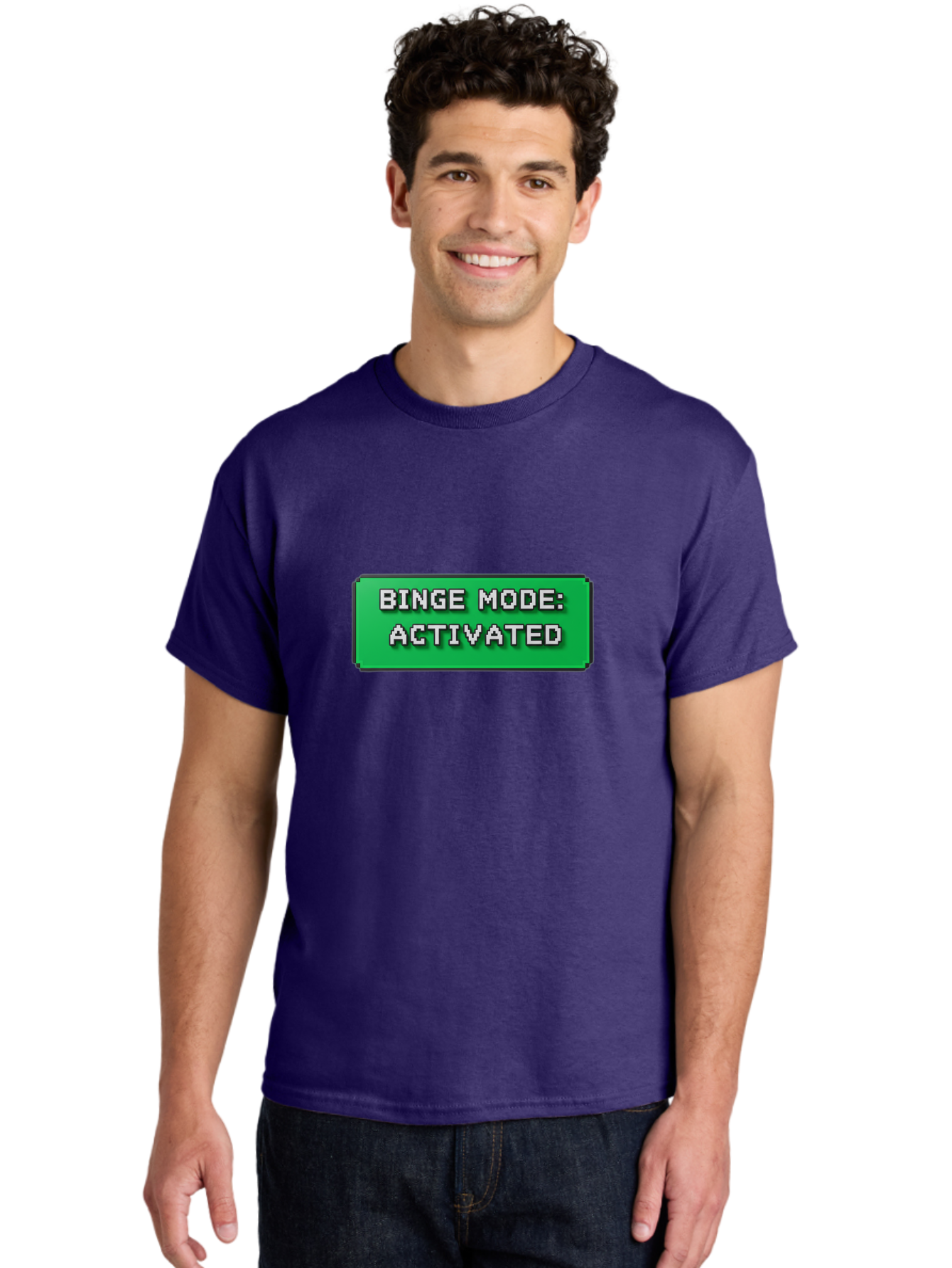 Binge-Mode-Activated Men'S Graphic Tee, 100% Cotton, Comfortable Casual Summer Wear, Machine Washable, Binge Watching, Marathon Viewing, Streaming Mode, Entertainment Mode, Tv Series, Video Streaming, Pop Culture, Entertainment, Tv Shows Bab682