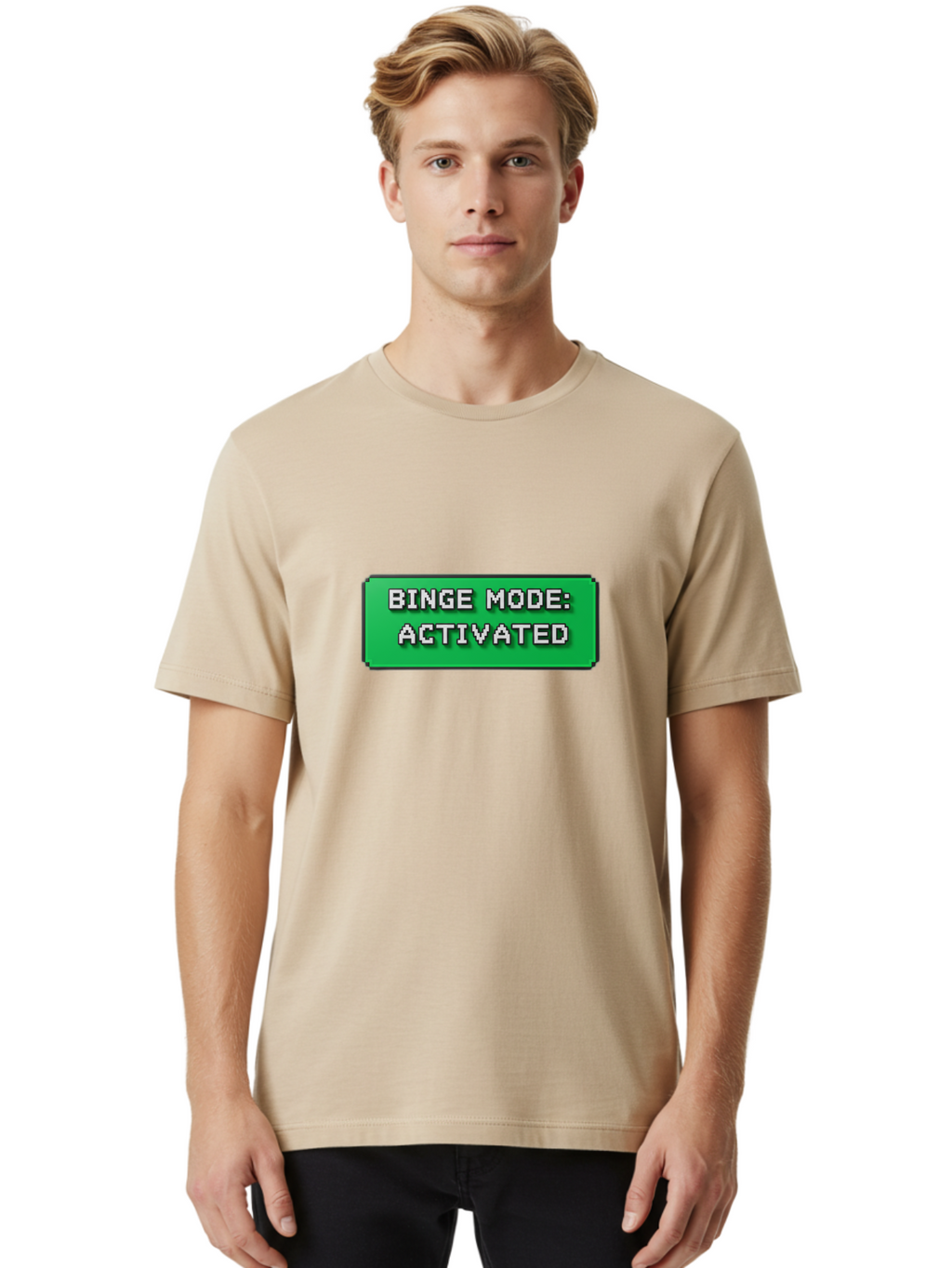 Binge-Mode-Activated Men'S Graphic Tee, 100% Cotton, Comfortable Casual Summer Wear, Machine Washable, Binge Watching, Marathon Viewing, Streaming Mode, Entertainment Mode, Tv Series, Video Streaming, Pop Culture, Entertainment, Tv Shows Bab682