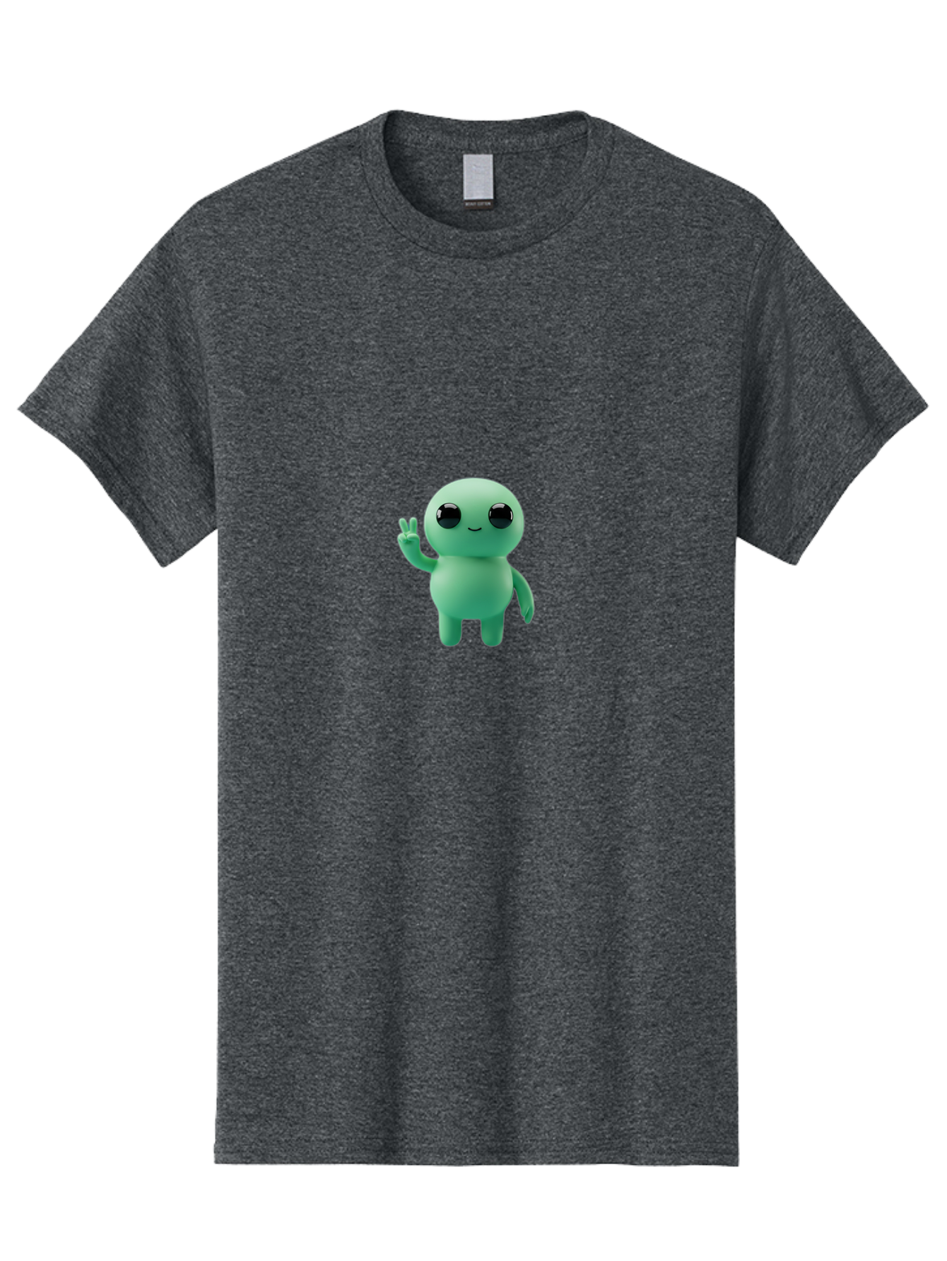 Blue-Character Men'S Graphic Tee, 100% Cotton, Comfortable Casual Summer Wear, Machine Washable, Cartoon Character, Cute Creature, Peace Sign, Friendly Gesture, Smiling Face, Simple Design, 3D Rendering, Digital Art, Kawaii Character, Bab687