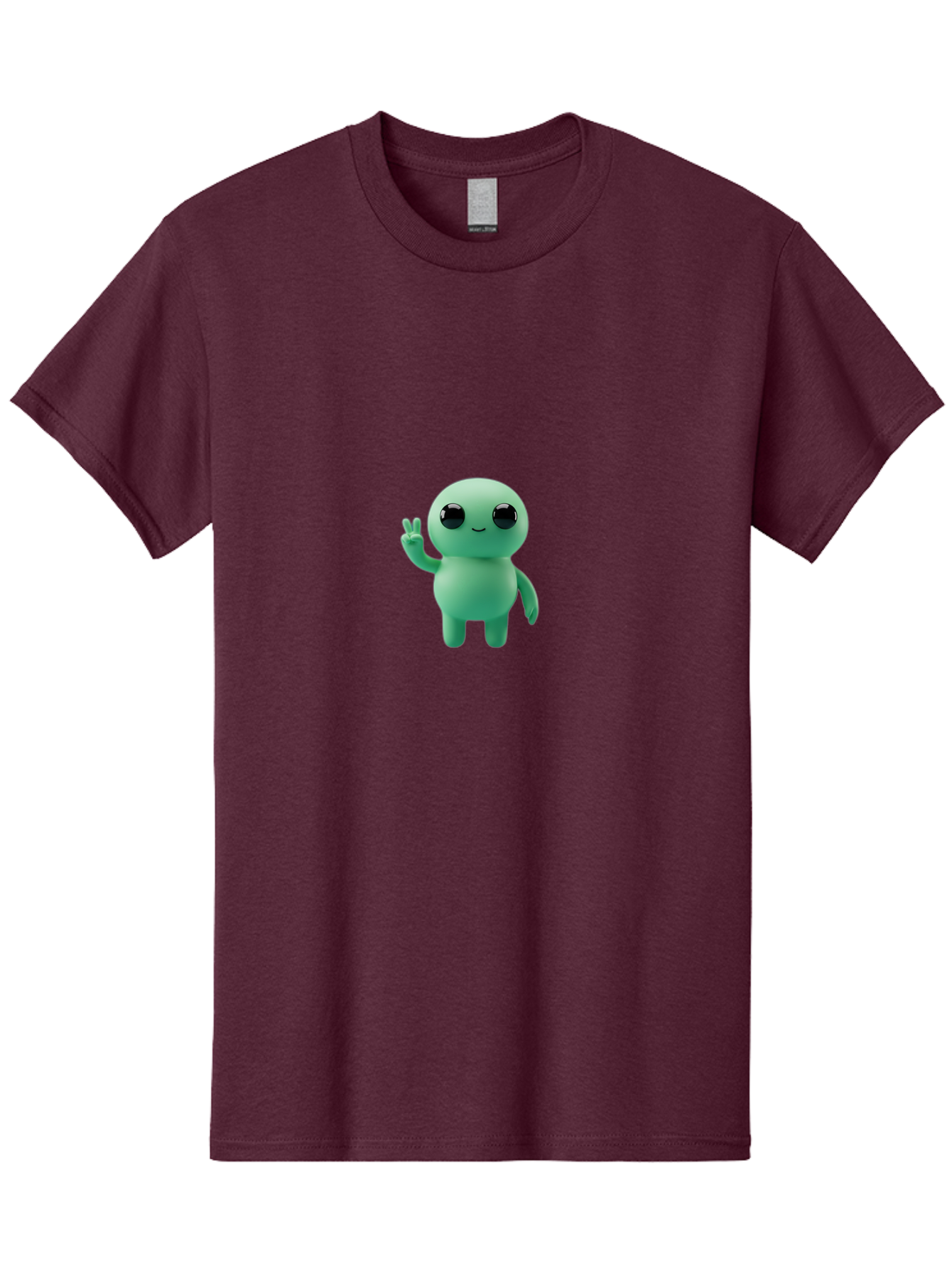 Blue-Character Men'S Graphic Tee, 100% Cotton, Comfortable Casual Summer Wear, Machine Washable, Cartoon Character, Cute Creature, Peace Sign, Friendly Gesture, Smiling Face, Simple Design, 3D Rendering, Digital Art, Kawaii Character, Bab687