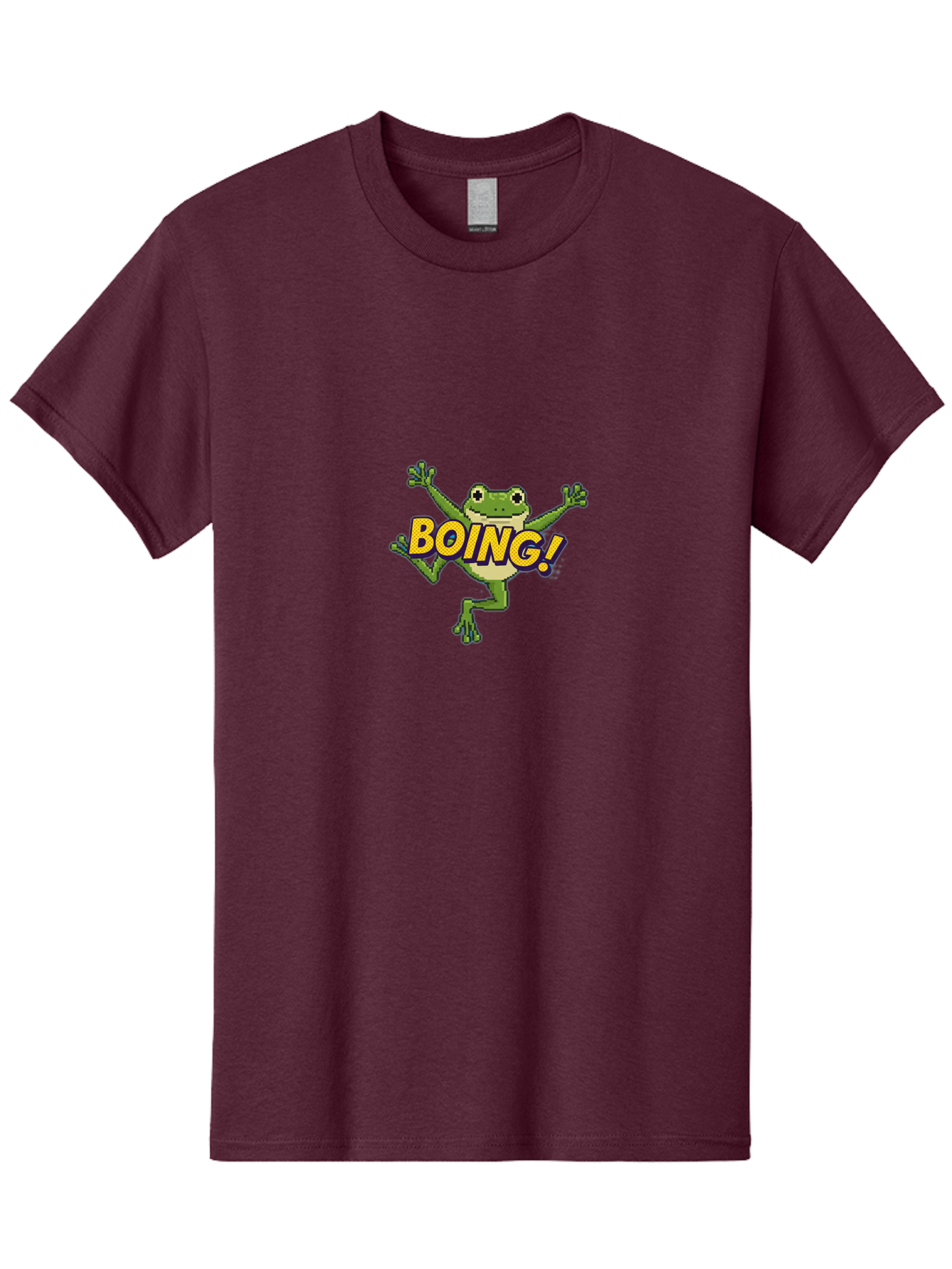 Boing-Frog-1 Men'S Graphic Tee, 100% Cotton, Comfortable Casual Summer Wear, Machine Washable, Funny Cartoon Frog, Playful Illustration, Cartoon Character, Comedic Graphic, Humorous Image, Entertaining Design, Boing! Text, Frog Jumping, Bab689