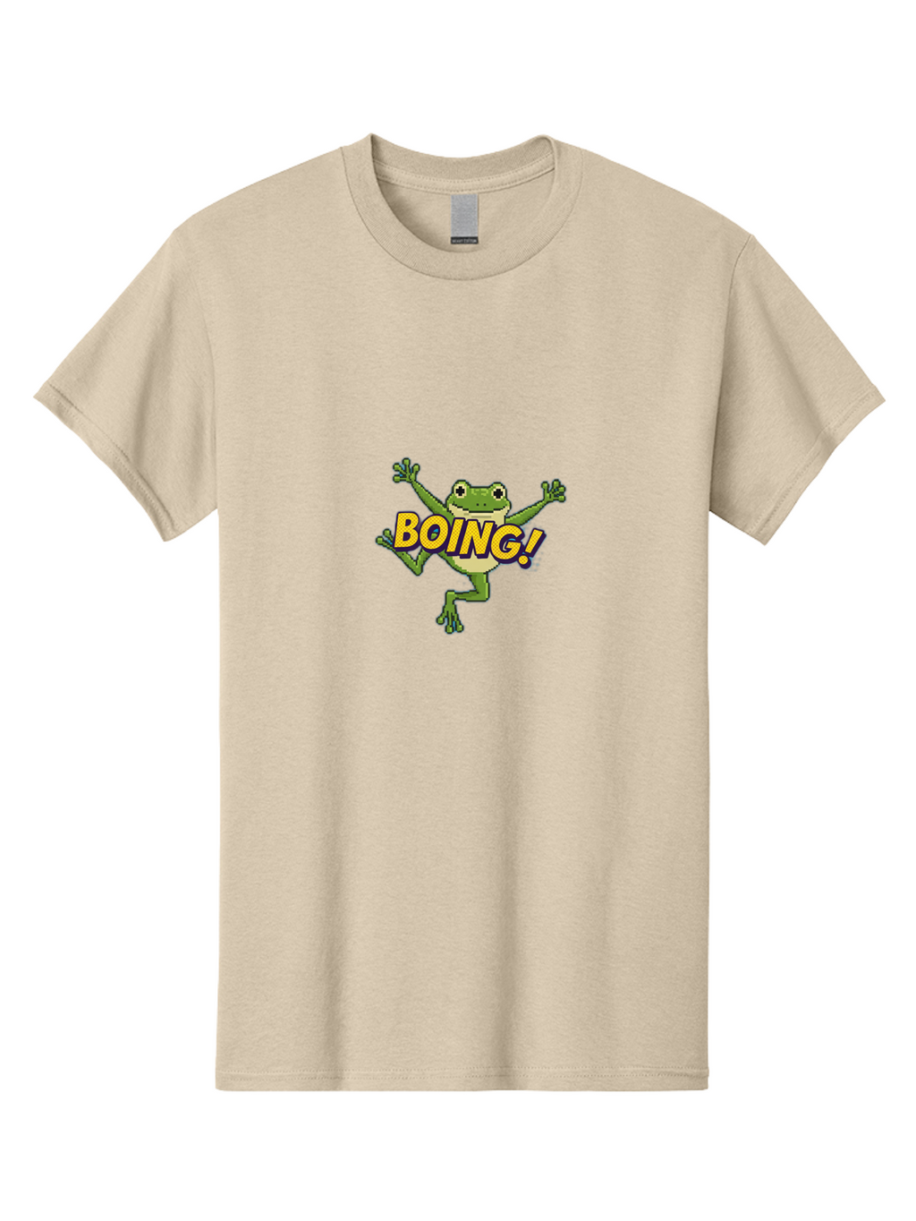 Boing-Frog-1 Men'S Graphic Tee, 100% Cotton, Comfortable Casual Summer Wear, Machine Washable, Funny Cartoon Frog, Playful Illustration, Cartoon Character, Comedic Graphic, Humorous Image, Entertaining Design, Boing! Text, Frog Jumping, Bab689