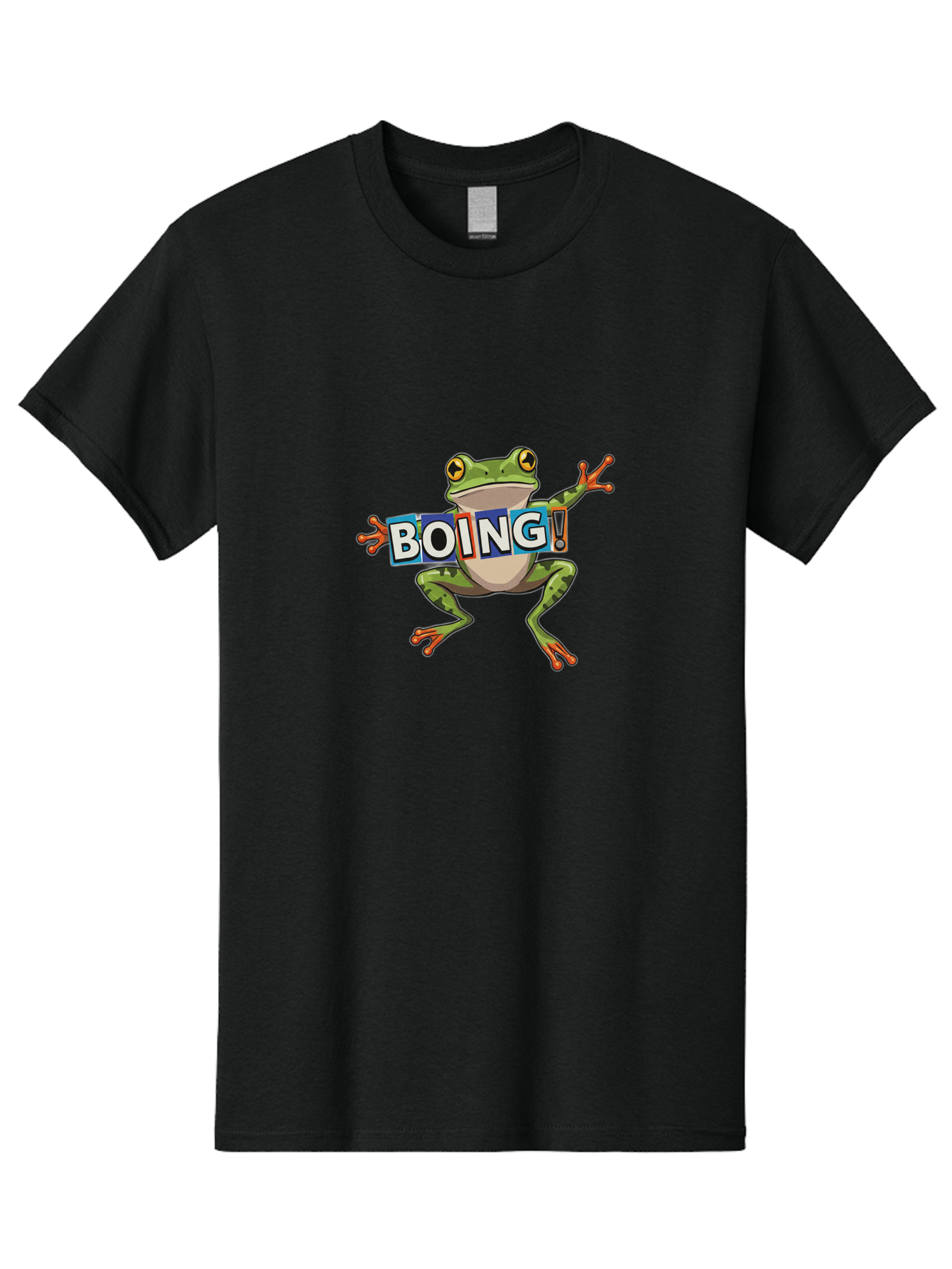 Boing-Frog-2 Men'S Graphic Tee, 100% Cotton, Comfortable Casual Summer Wear, Machine Washable, Cartoon Frog, Jumping Frog, Green Frog, Playful Animation, Comic Effect, Boing Text, Dynamic Pose, Fun Graphics, Energetic Vibe, Comic Strip Style Bab690
