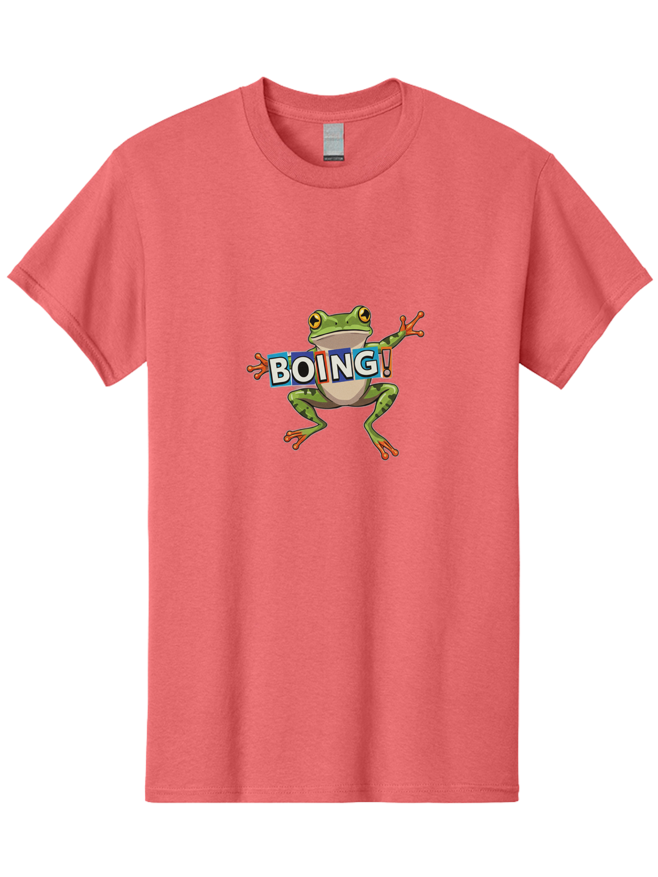 Boing-Frog-2 Men'S Graphic Tee, 100% Cotton, Comfortable Casual Summer Wear, Machine Washable, Cartoon Frog, Jumping Frog, Green Frog, Playful Animation, Comic Effect, Boing Text, Dynamic Pose, Fun Graphics, Energetic Vibe, Comic Strip Style Bab690