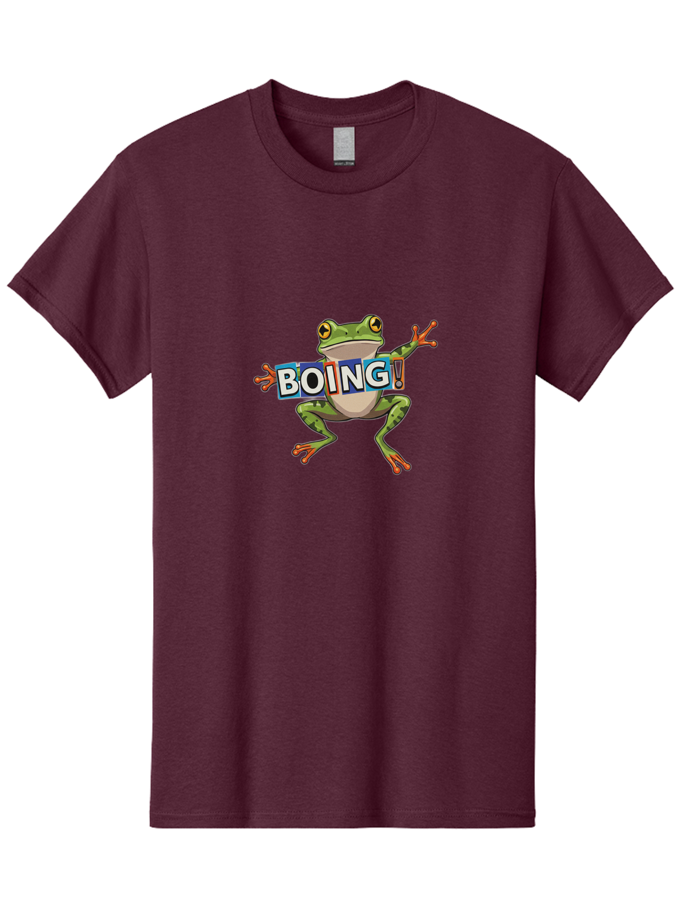 Boing-Frog-2 Men'S Graphic Tee, 100% Cotton, Comfortable Casual Summer Wear, Machine Washable, Cartoon Frog, Jumping Frog, Green Frog, Playful Animation, Comic Effect, Boing Text, Dynamic Pose, Fun Graphics, Energetic Vibe, Comic Strip Style Bab690