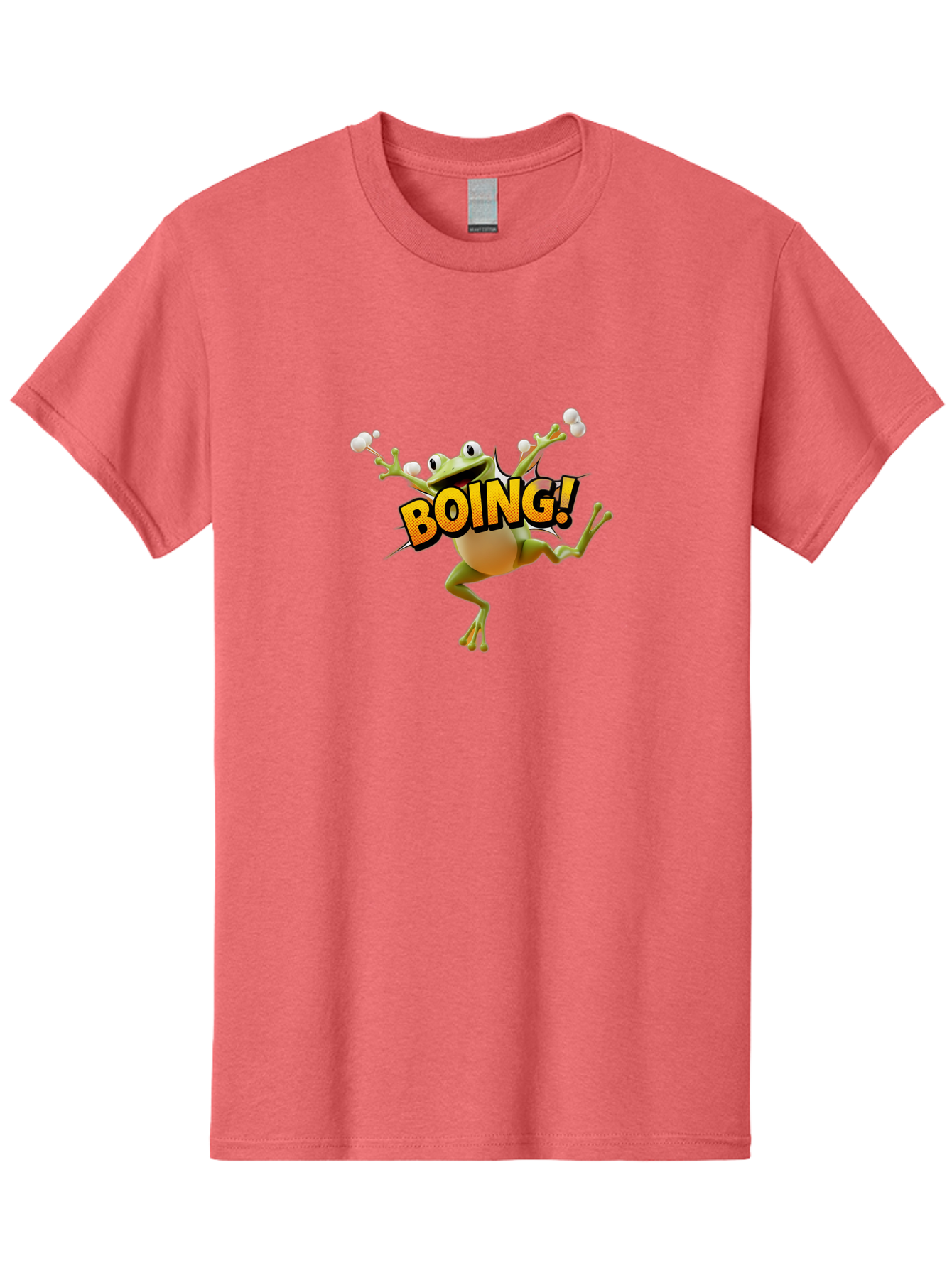 Boing Men'S Graphic Tee, 100% Cotton, Comfortable Casual Summer Wear, Machine Washable, Funny Frog, Cartoon Character, Humorous Illustration, Comedic Effect, Playful Animation, Bouncing Frog, 3D Animation, Visual Humor, Comedic Relief Bab693