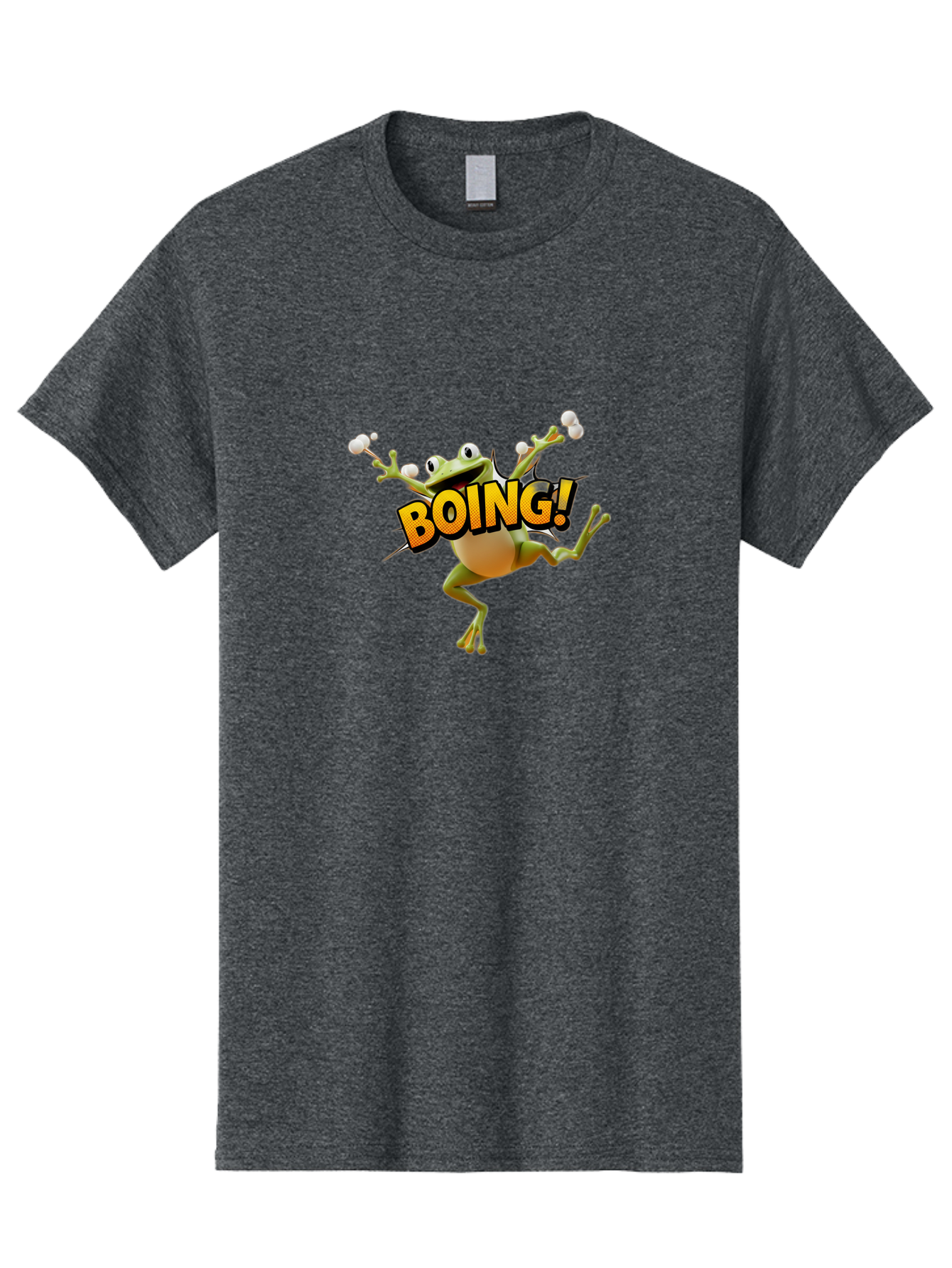 Boing Men'S Graphic Tee, 100% Cotton, Comfortable Casual Summer Wear, Machine Washable, Funny Frog, Cartoon Character, Humorous Illustration, Comedic Effect, Playful Animation, Bouncing Frog, 3D Animation, Visual Humor, Comedic Relief Bab693