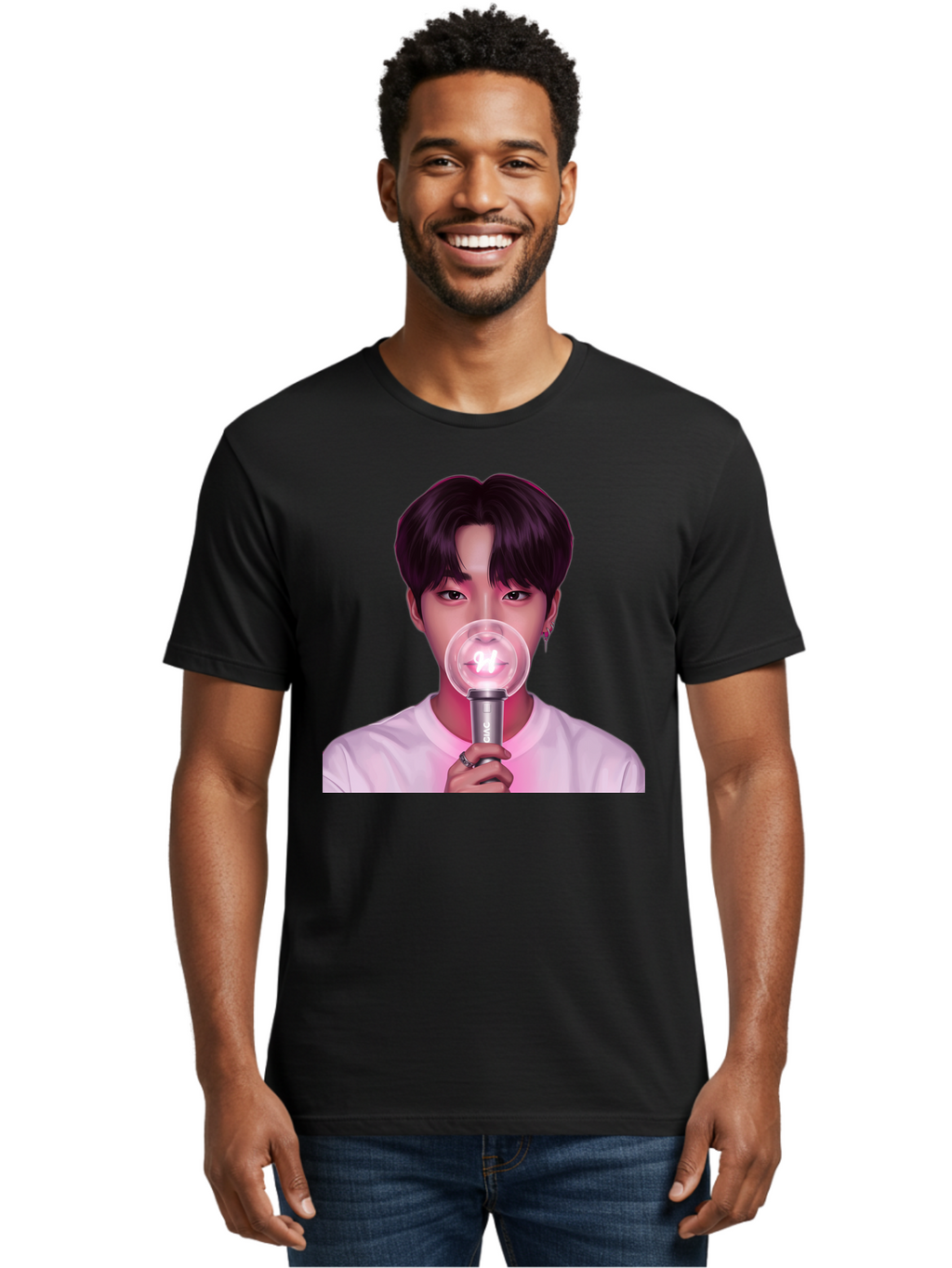 Bts-Army-Bomb Men'S Graphic Tee, 100% Cotton, Comfortable Casual Summer Wear, Machine Washable, K-Pop Fan, Bts Merchandise, Army Bomb Lightstick, Concert Accessory, Fandom Symbol, Bts Army, Fan Culture, K-Pop Merchandise, Bts Concert Bab694