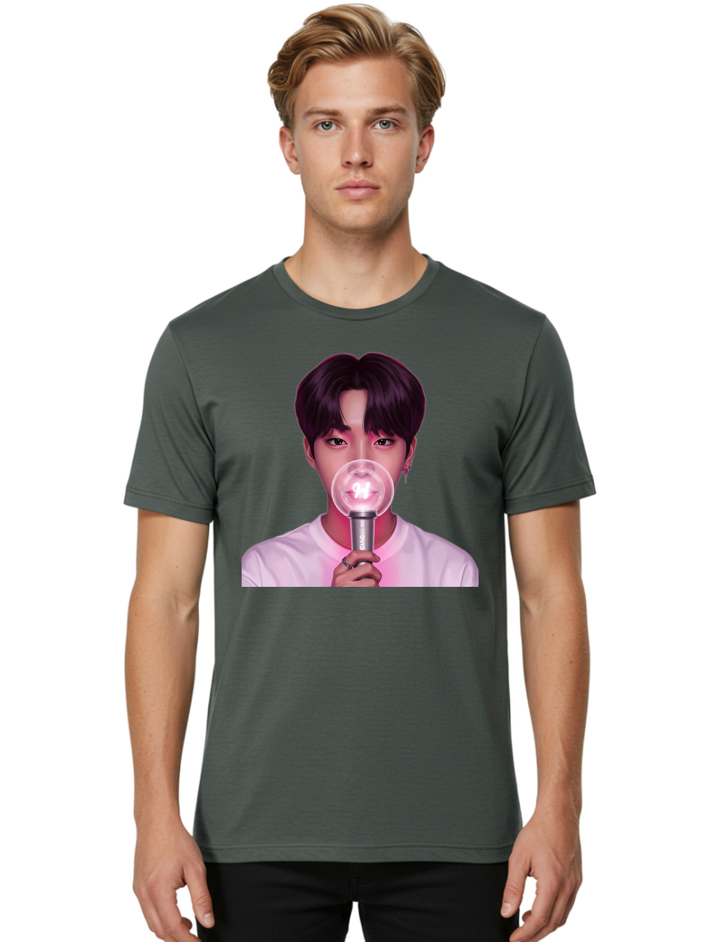 Bts-Army-Bomb Men'S Graphic Tee, 100% Cotton, Comfortable Casual Summer Wear, Machine Washable, K-Pop Fan, Bts Merchandise, Army Bomb Lightstick, Concert Accessory, Fandom Symbol, Bts Army, Fan Culture, K-Pop Merchandise, Bts Concert Bab694
