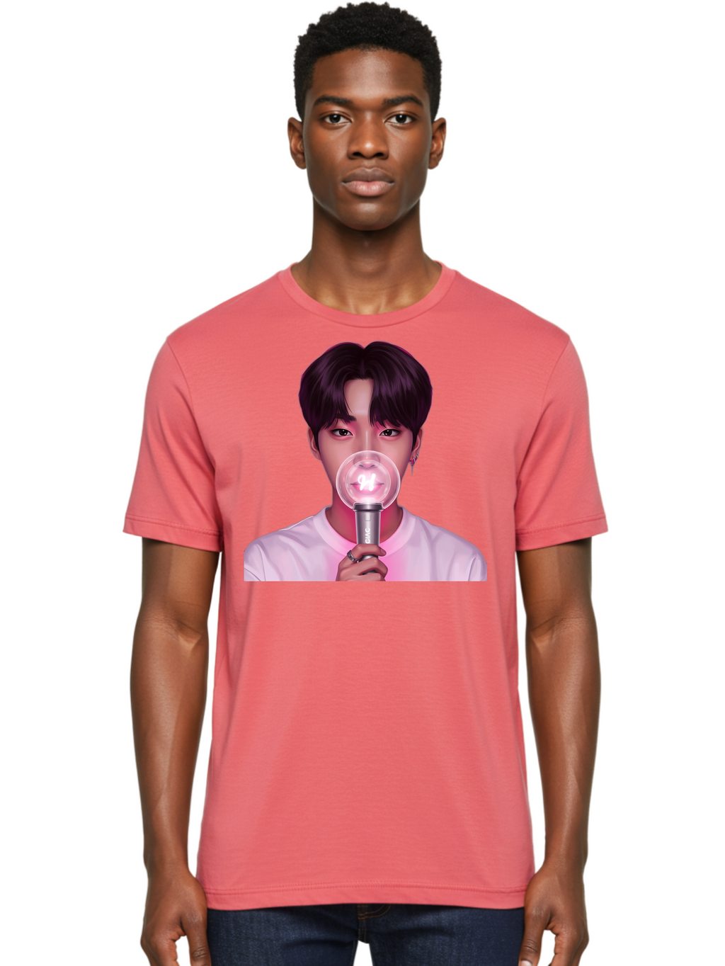 Bts-Army-Bomb Men'S Graphic Tee, 100% Cotton, Comfortable Casual Summer Wear, Machine Washable, K-Pop Fan, Bts Merchandise, Army Bomb Lightstick, Concert Accessory, Fandom Symbol, Bts Army, Fan Culture, K-Pop Merchandise, Bts Concert Bab694