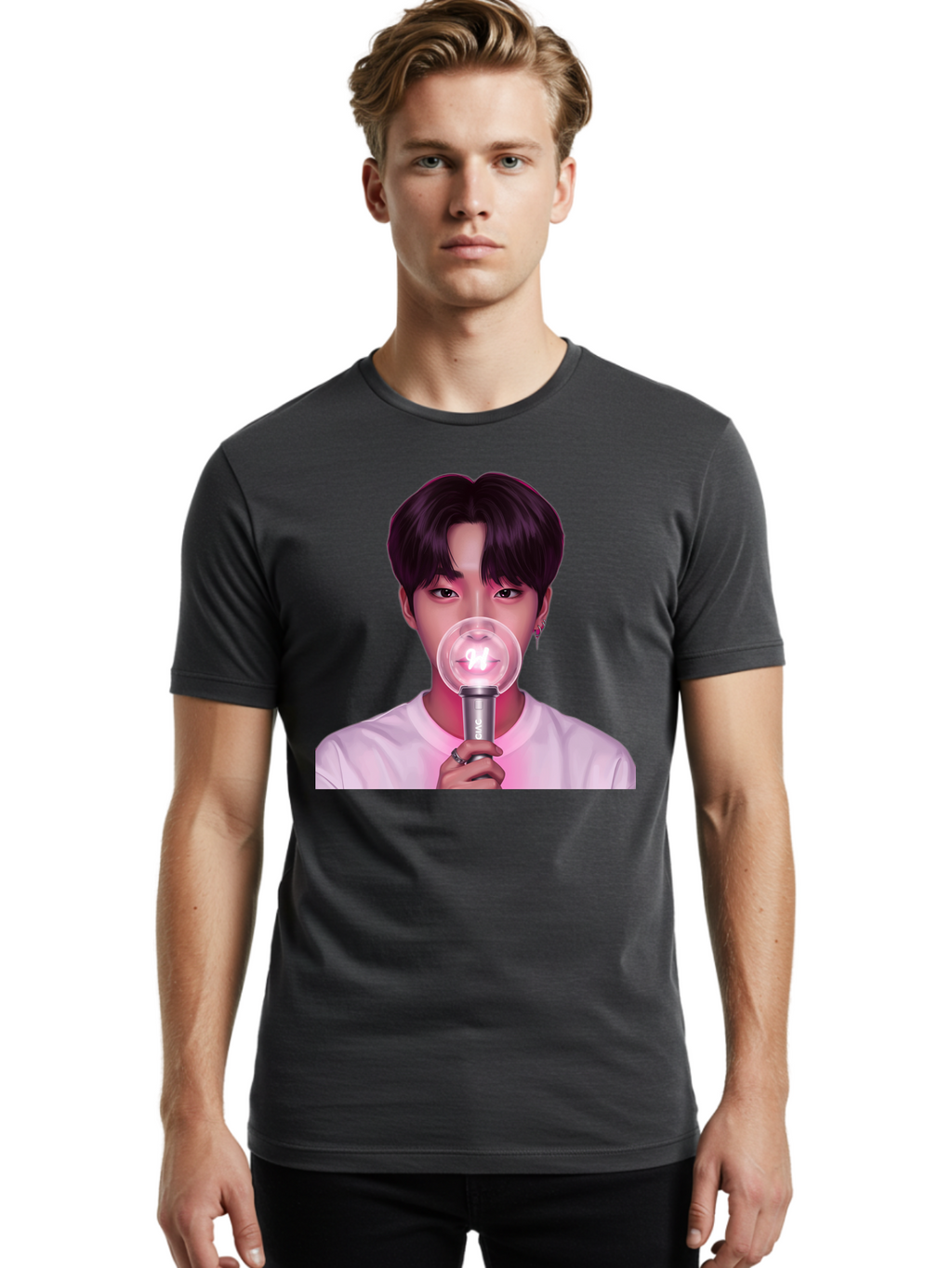 Bts-Army-Bomb Men'S Graphic Tee, 100% Cotton, Comfortable Casual Summer Wear, Machine Washable, K-Pop Fan, Bts Merchandise, Army Bomb Lightstick, Concert Accessory, Fandom Symbol, Bts Army, Fan Culture, K-Pop Merchandise, Bts Concert Bab694