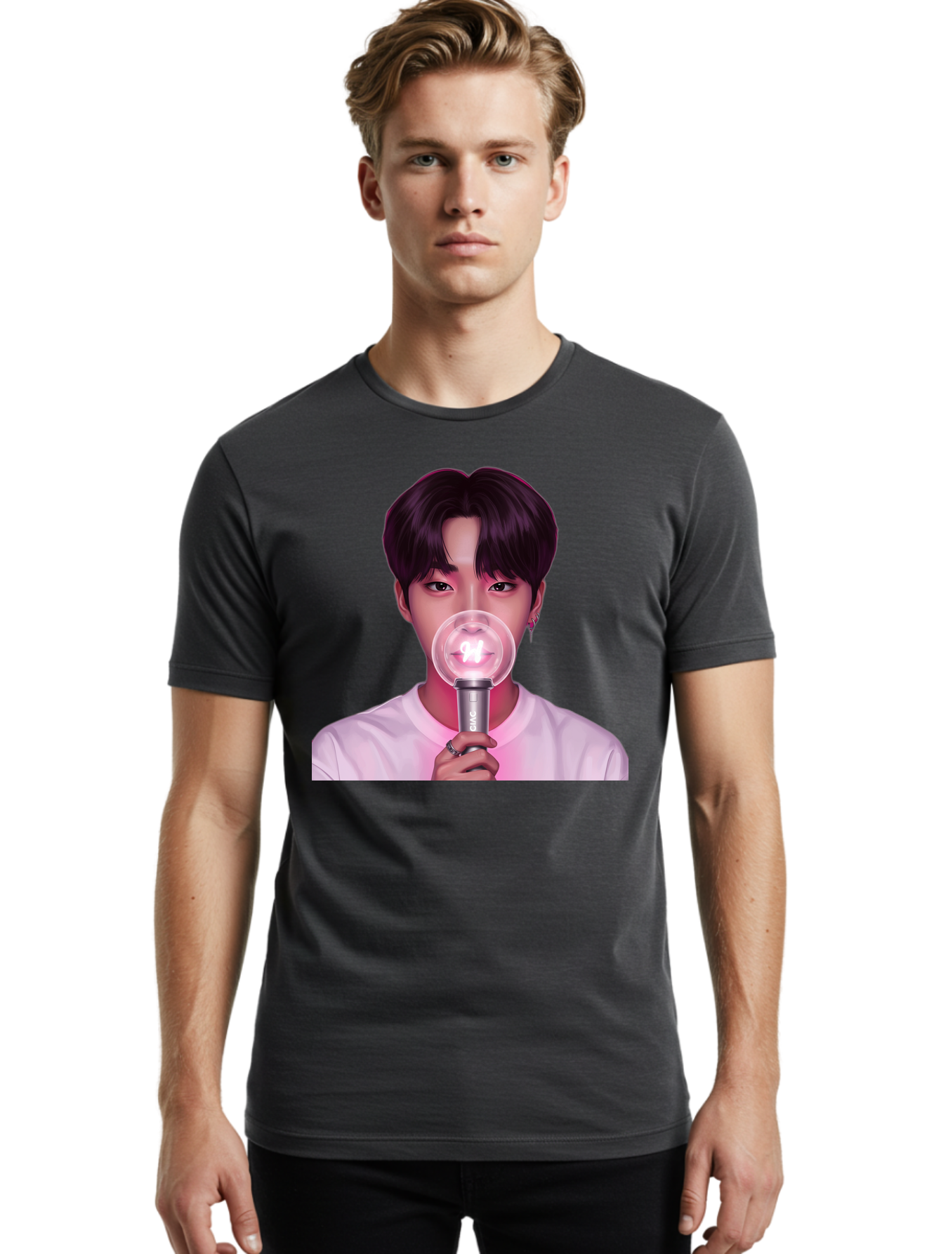 Bts-Army-Bomb Men'S Graphic Tee, 100% Cotton, Comfortable Casual Summer Wear, Machine Washable, K-Pop Fan, Bts Merchandise, Army Bomb Lightstick, Concert Accessory, Fandom Symbol, Bts Army, Fan Culture, K-Pop Merchandise, Bts Concert Bab694
