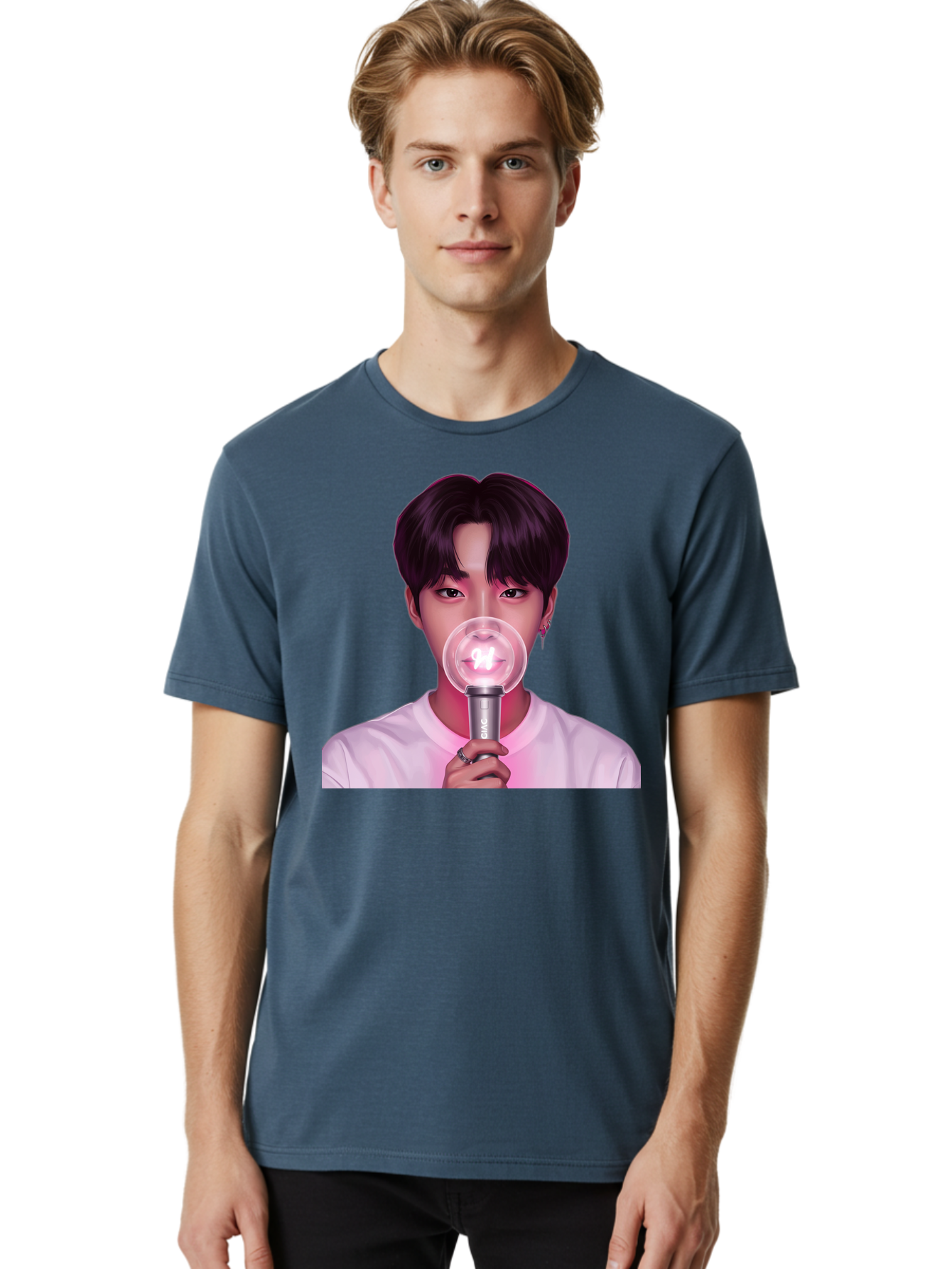 Bts-Army-Bomb Men'S Graphic Tee, 100% Cotton, Comfortable Casual Summer Wear, Machine Washable, K-Pop Fan, Bts Merchandise, Army Bomb Lightstick, Concert Accessory, Fandom Symbol, Bts Army, Fan Culture, K-Pop Merchandise, Bts Concert Bab694