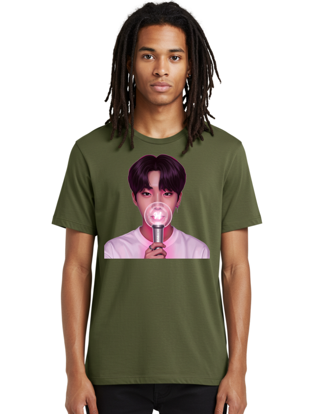 Bts-Army-Bomb Men'S Graphic Tee, 100% Cotton, Comfortable Casual Summer Wear, Machine Washable, K-Pop Fan, Bts Merchandise, Army Bomb Lightstick, Concert Accessory, Fandom Symbol, Bts Army, Fan Culture, K-Pop Merchandise, Bts Concert Bab694