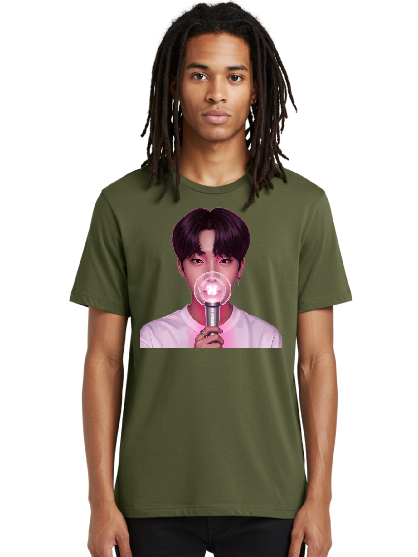 Bts-Army-Bomb Men'S Graphic Tee, 100% Cotton, Comfortable Casual Summer Wear, Machine Washable, K-Pop Fan, Bts Merchandise, Army Bomb Lightstick, Concert Accessory, Fandom Symbol, Bts Army, Fan Culture, K-Pop Merchandise, Bts Concert Bab694