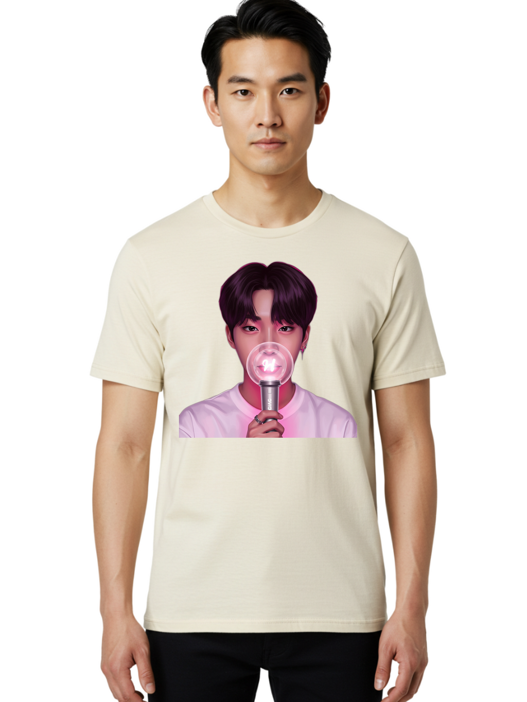 Bts-Army-Bomb Men'S Graphic Tee, 100% Cotton, Comfortable Casual Summer Wear, Machine Washable, K-Pop Fan, Bts Merchandise, Army Bomb Lightstick, Concert Accessory, Fandom Symbol, Bts Army, Fan Culture, K-Pop Merchandise, Bts Concert Bab694