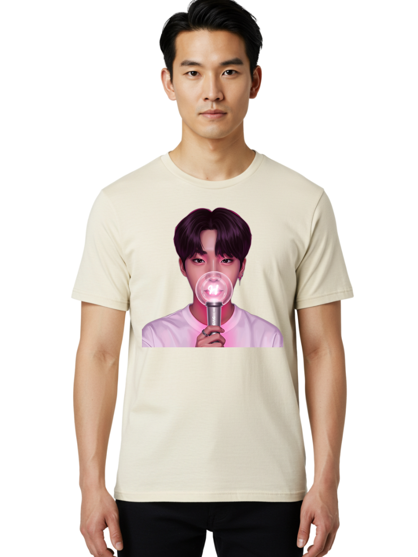 Bts-Army-Bomb Men'S Graphic Tee, 100% Cotton, Comfortable Casual Summer Wear, Machine Washable, K-Pop Fan, Bts Merchandise, Army Bomb Lightstick, Concert Accessory, Fandom Symbol, Bts Army, Fan Culture, K-Pop Merchandise, Bts Concert Bab694