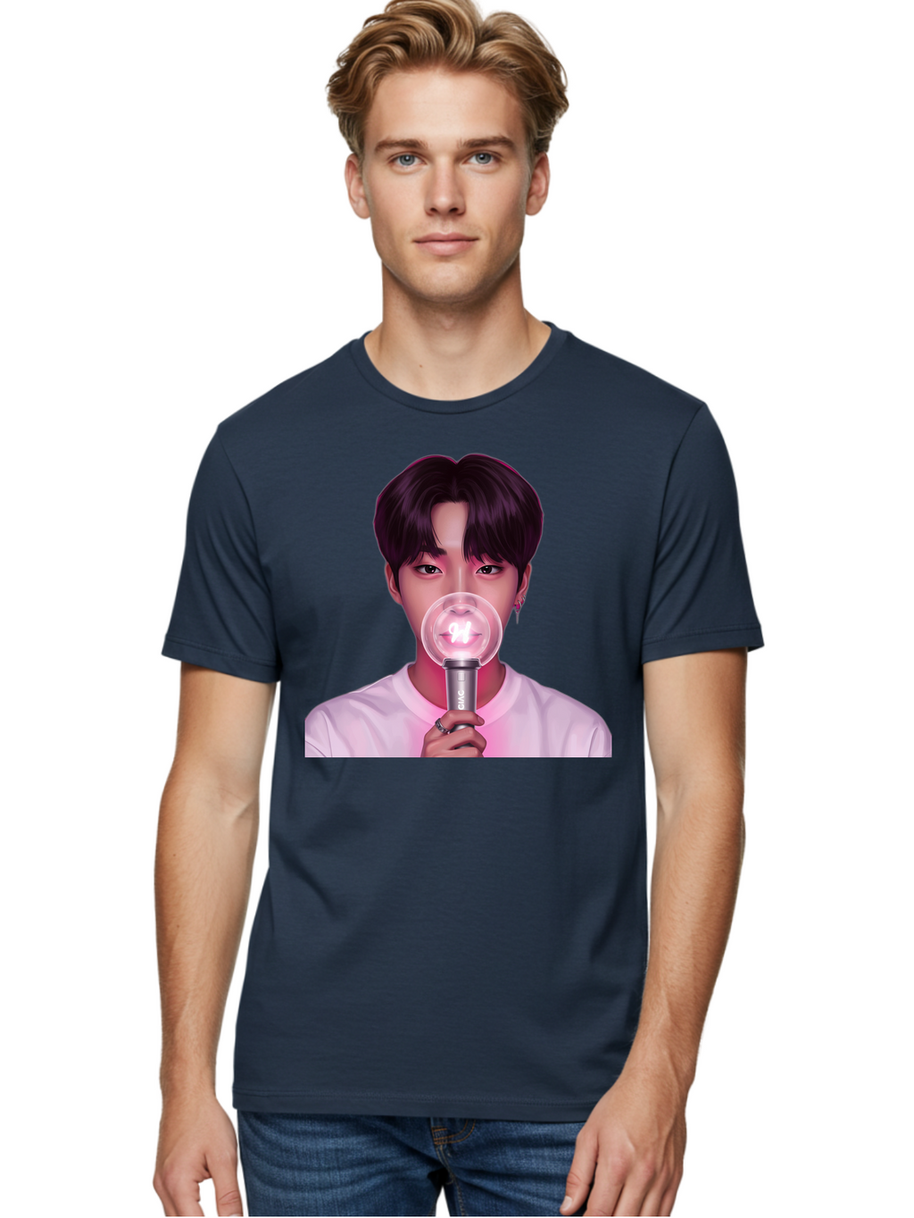 Bts-Army-Bomb Men'S Graphic Tee, 100% Cotton, Comfortable Casual Summer Wear, Machine Washable, K-Pop Fan, Bts Merchandise, Army Bomb Lightstick, Concert Accessory, Fandom Symbol, Bts Army, Fan Culture, K-Pop Merchandise, Bts Concert Bab694