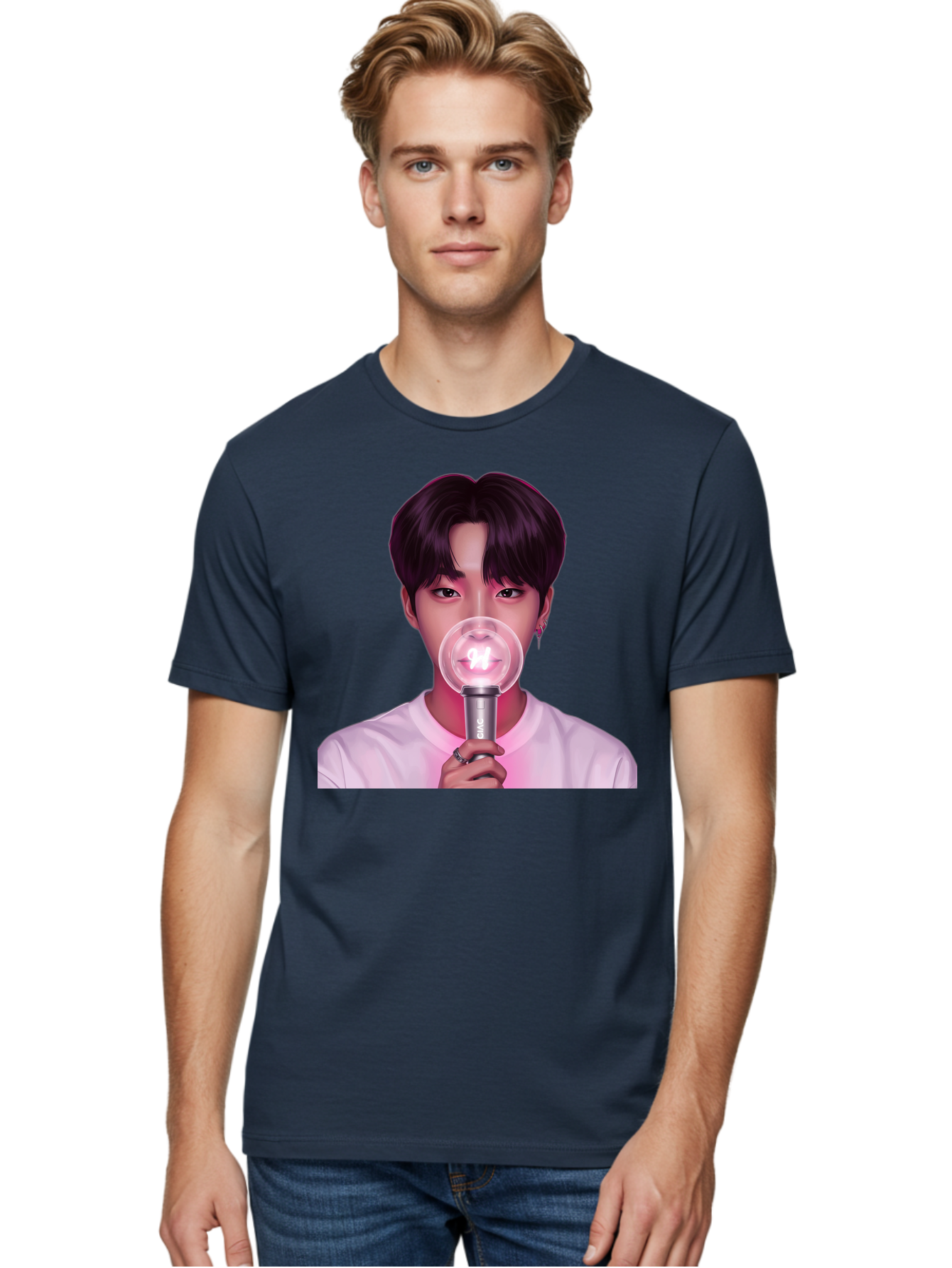 Bts-Army-Bomb Men'S Graphic Tee, 100% Cotton, Comfortable Casual Summer Wear, Machine Washable, K-Pop Fan, Bts Merchandise, Army Bomb Lightstick, Concert Accessory, Fandom Symbol, Bts Army, Fan Culture, K-Pop Merchandise, Bts Concert Bab694