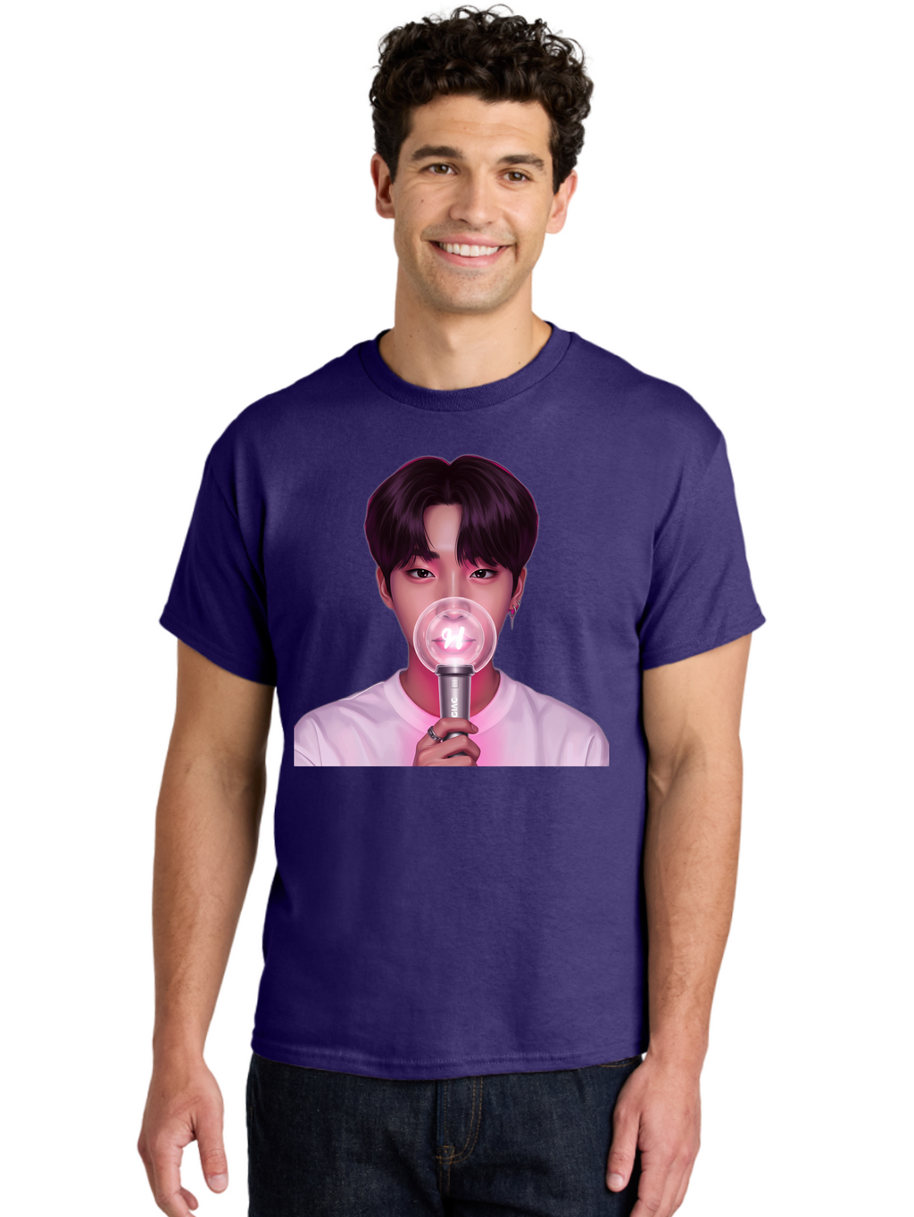 Bts-Army-Bomb Men'S Graphic Tee, 100% Cotton, Comfortable Casual Summer Wear, Machine Washable, K-Pop Fan, Bts Merchandise, Army Bomb Lightstick, Concert Accessory, Fandom Symbol, Bts Army, Fan Culture, K-Pop Merchandise, Bts Concert Bab694