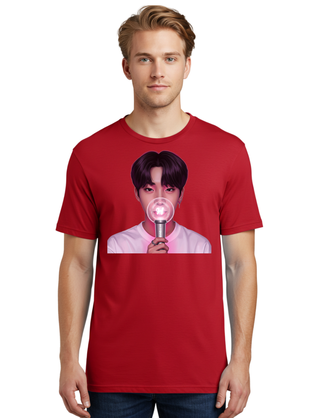 Bts-Army-Bomb Men'S Graphic Tee, 100% Cotton, Comfortable Casual Summer Wear, Machine Washable, K-Pop Fan, Bts Merchandise, Army Bomb Lightstick, Concert Accessory, Fandom Symbol, Bts Army, Fan Culture, K-Pop Merchandise, Bts Concert Bab694