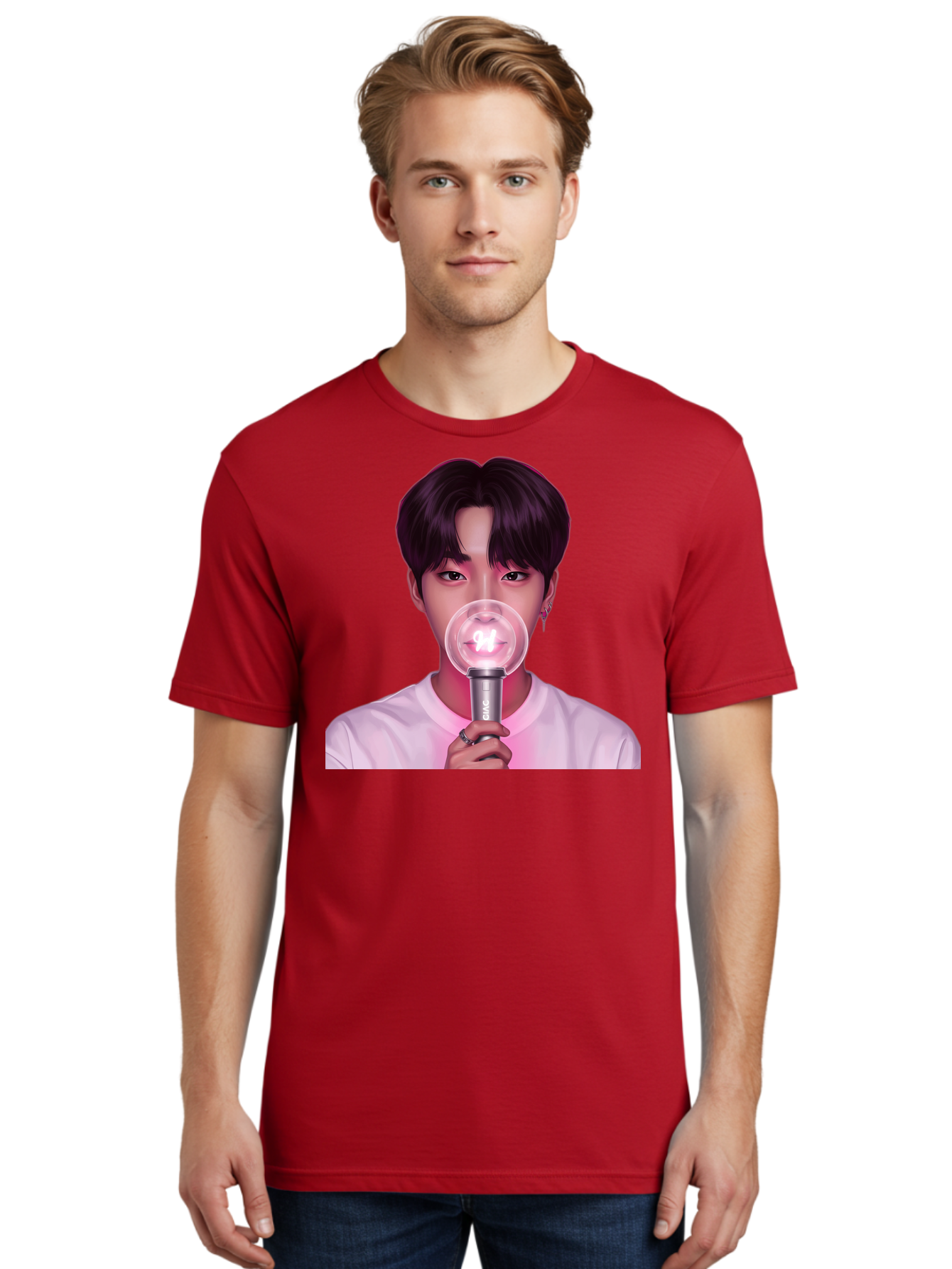 Bts-Army-Bomb Men'S Graphic Tee, 100% Cotton, Comfortable Casual Summer Wear, Machine Washable, K-Pop Fan, Bts Merchandise, Army Bomb Lightstick, Concert Accessory, Fandom Symbol, Bts Army, Fan Culture, K-Pop Merchandise, Bts Concert Bab694