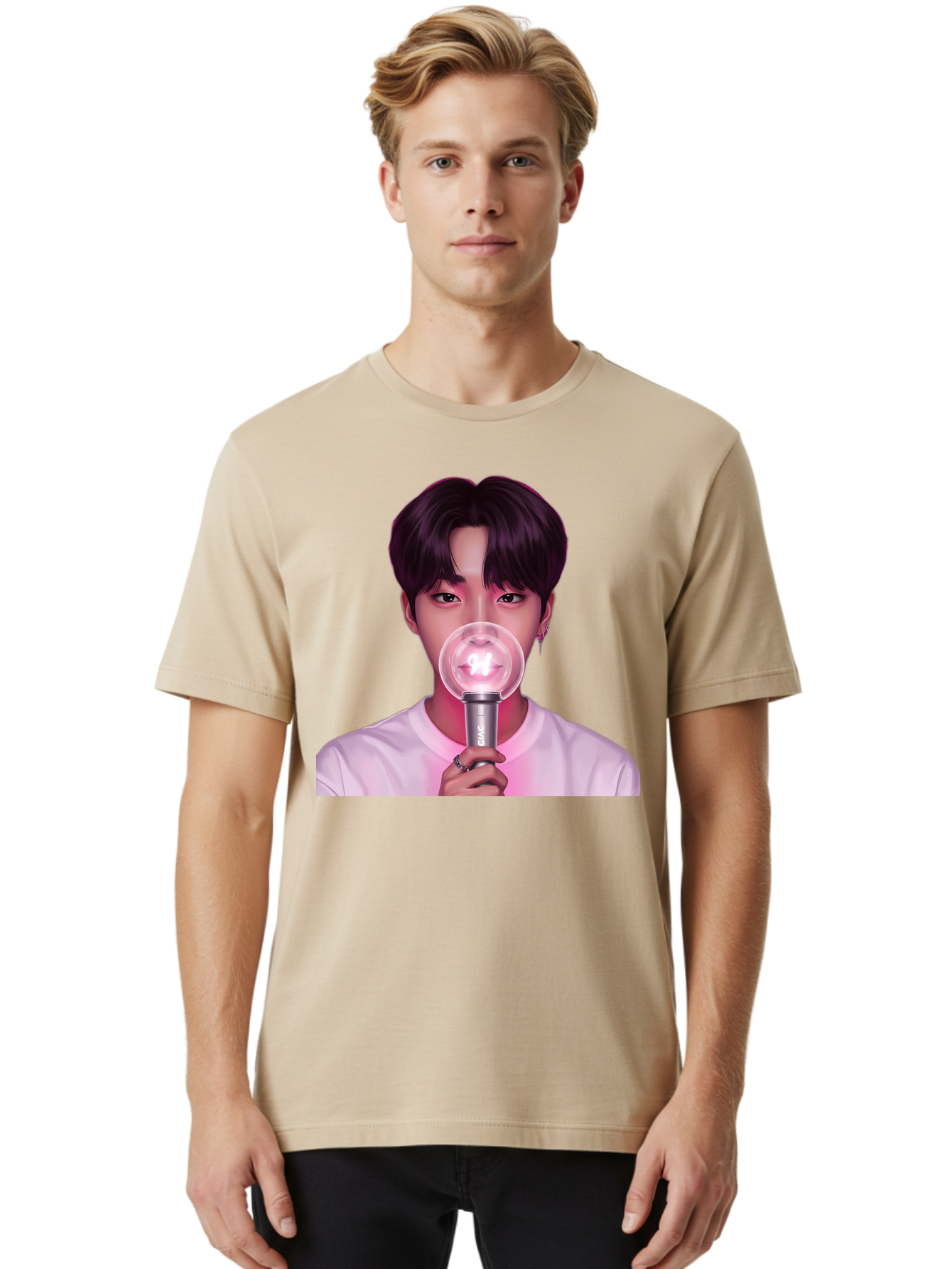 Bts-Army-Bomb Men'S Graphic Tee, 100% Cotton, Comfortable Casual Summer Wear, Machine Washable, K-Pop Fan, Bts Merchandise, Army Bomb Lightstick, Concert Accessory, Fandom Symbol, Bts Army, Fan Culture, K-Pop Merchandise, Bts Concert Bab694