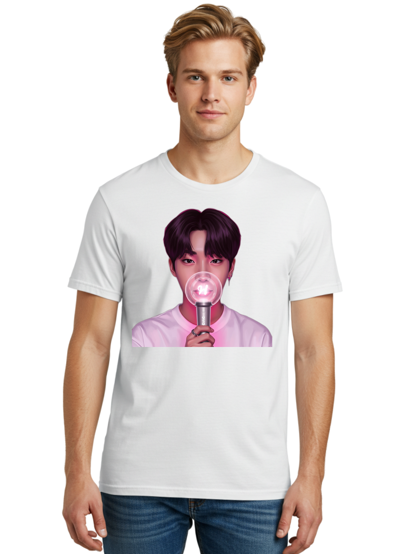 Bts-Army-Bomb Men'S Graphic Tee, 100% Cotton, Comfortable Casual Summer Wear, Machine Washable, K-Pop Fan, Bts Merchandise, Army Bomb Lightstick, Concert Accessory, Fandom Symbol, Bts Army, Fan Culture, K-Pop Merchandise, Bts Concert Bab694