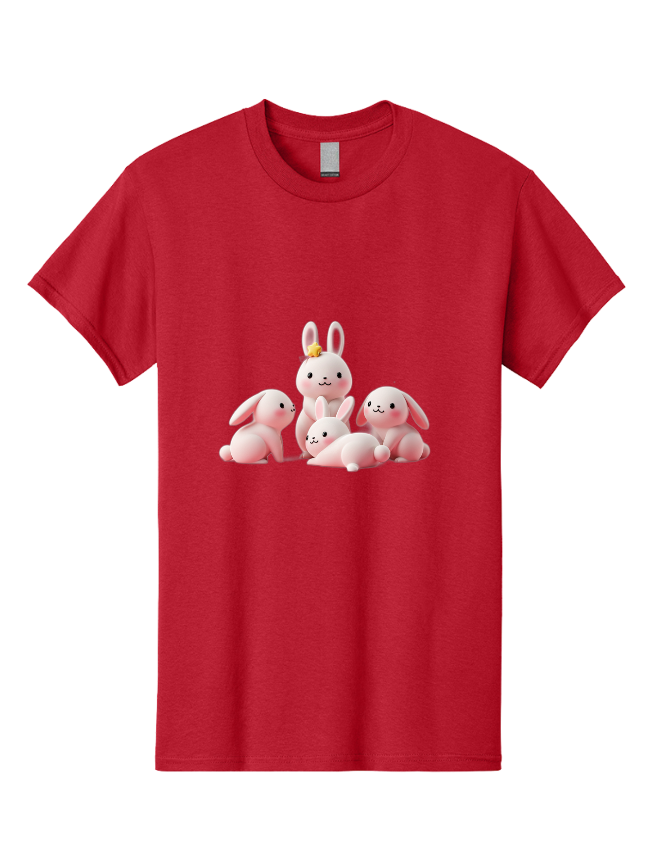 Bunnies Men'S Graphic Tee, 100% Cotton, Comfortable Casual Summer Wear, Machine Washable, Pink Bunnies, Cute Cartoon Rabbits, Adorable Creatures, Playful Animals, Smiling Faces, Rabbit Family, Pastel Colors, Easter Theme Bab699