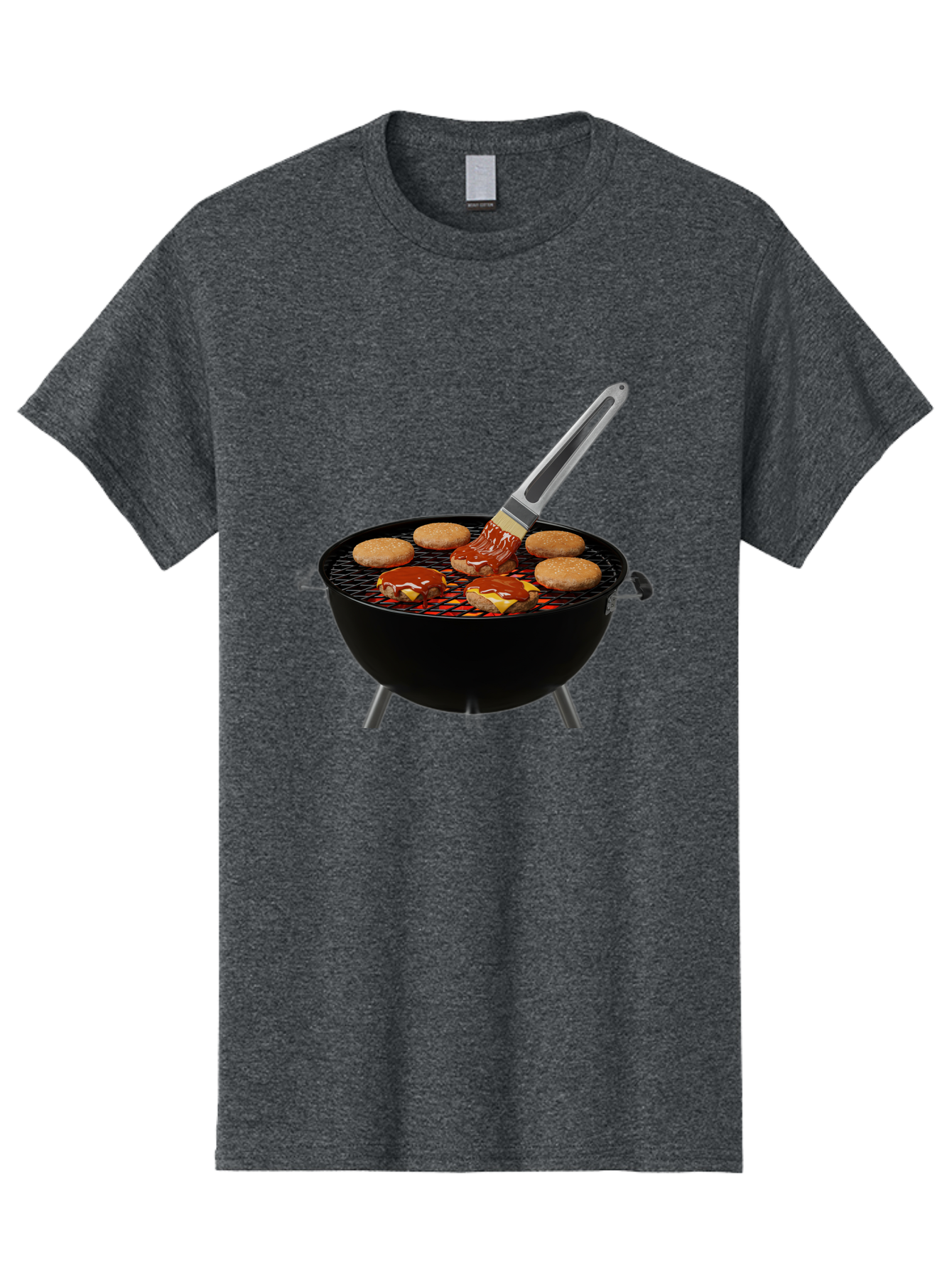 Burger-On-Grill Men'S Graphic Tee, 100% Cotton, Comfortable Casual Summer Wear, Machine Washable, Grilled Burgers, Bbq Sauce, Barbecue Brush, Outdoor Cooking, Grill Marks, Gourmet Burgers, Delicious Food, Appetizing Meal, Summer Grilling Bab701