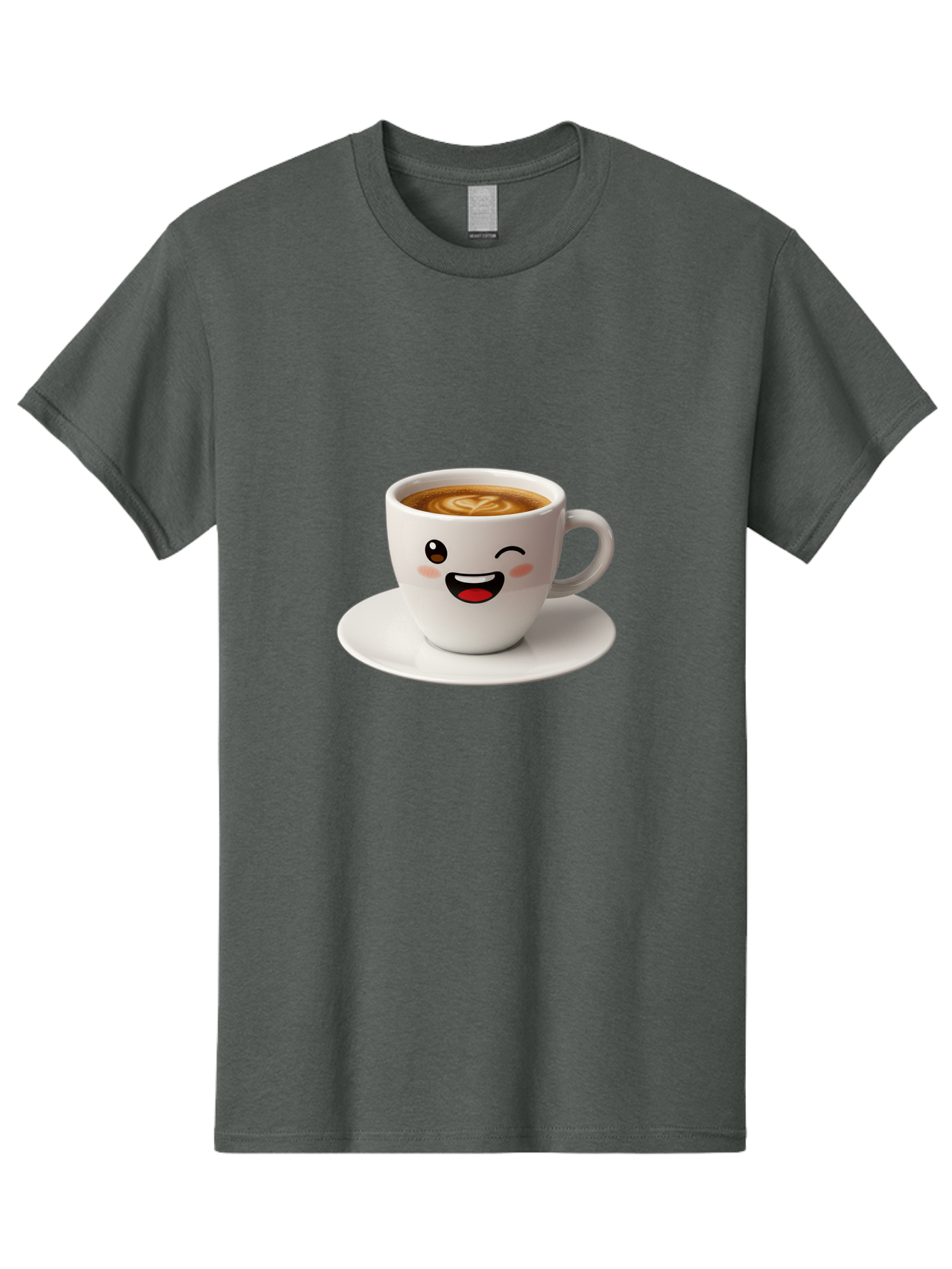 Cappuccino-Cup Men'S Graphic Tee, 100% Cotton, Comfortable Casual Summer Wear, Machine Washable, Coffee Cup With Face, Cartoon Coffee, Latte Art, Happy Face, Smiling Cup, Coffee Culture, Morning Coffee, Cafe Vibes, Warm Beverage Bab710