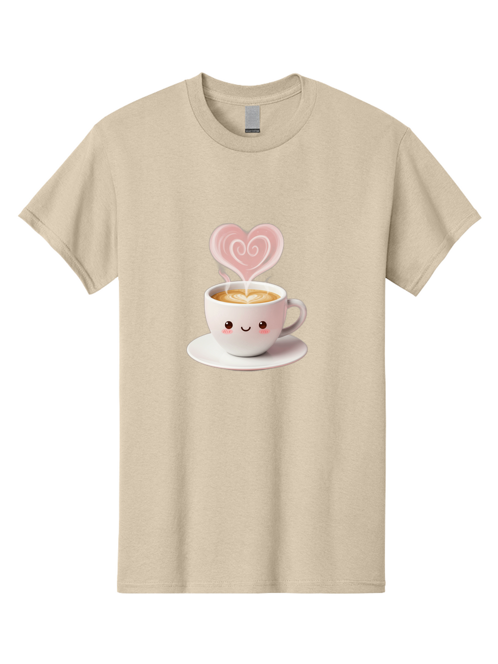 Cappuccino-Heart Men'S Graphic Tee, 100% Cotton, Comfortable Casual Summer Wear, Machine Washable, Cute Coffee Cup, Coffee Art, Heart Design, Steaming Hot Coffee, Coffee Lover, Latte Art, Morning Coffee, Happy Face, Coffee Break, Bab712