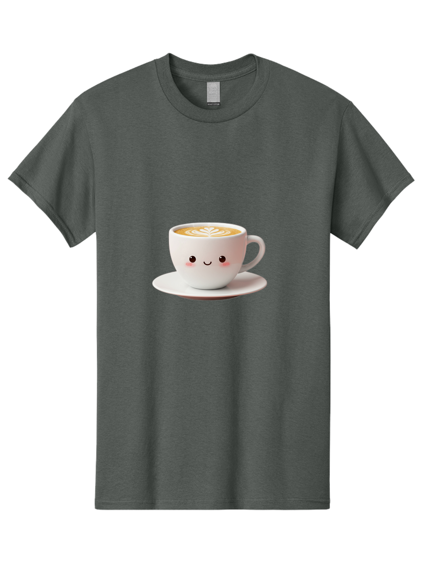 Cappuccino Men'S Graphic Tee, 100% Cotton, Comfortable Casual Summer Wear, Machine Washable, Cute Cartoon Coffee, Latte Art, Happy Face, Coffee Cup, Espresso Drink, Saucer, Adorable Character, Morning Pick-Me-Up, Coffee Break, Bab713