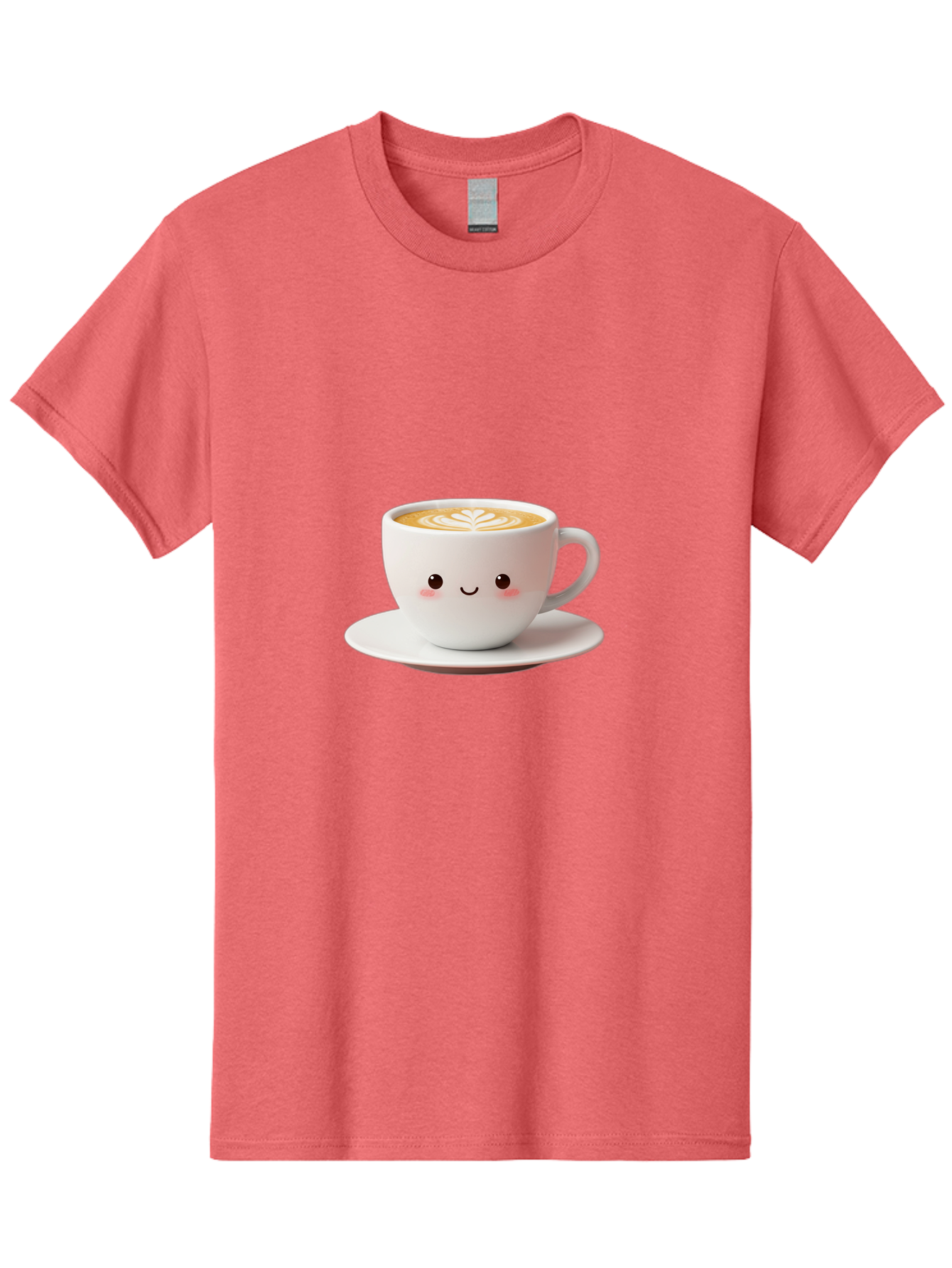 Cappuccino Men'S Graphic Tee, 100% Cotton, Comfortable Casual Summer Wear, Machine Washable, Cute Cartoon Coffee, Latte Art, Happy Face, Coffee Cup, Espresso Drink, Saucer, Adorable Character, Morning Pick-Me-Up, Coffee Break, Bab713