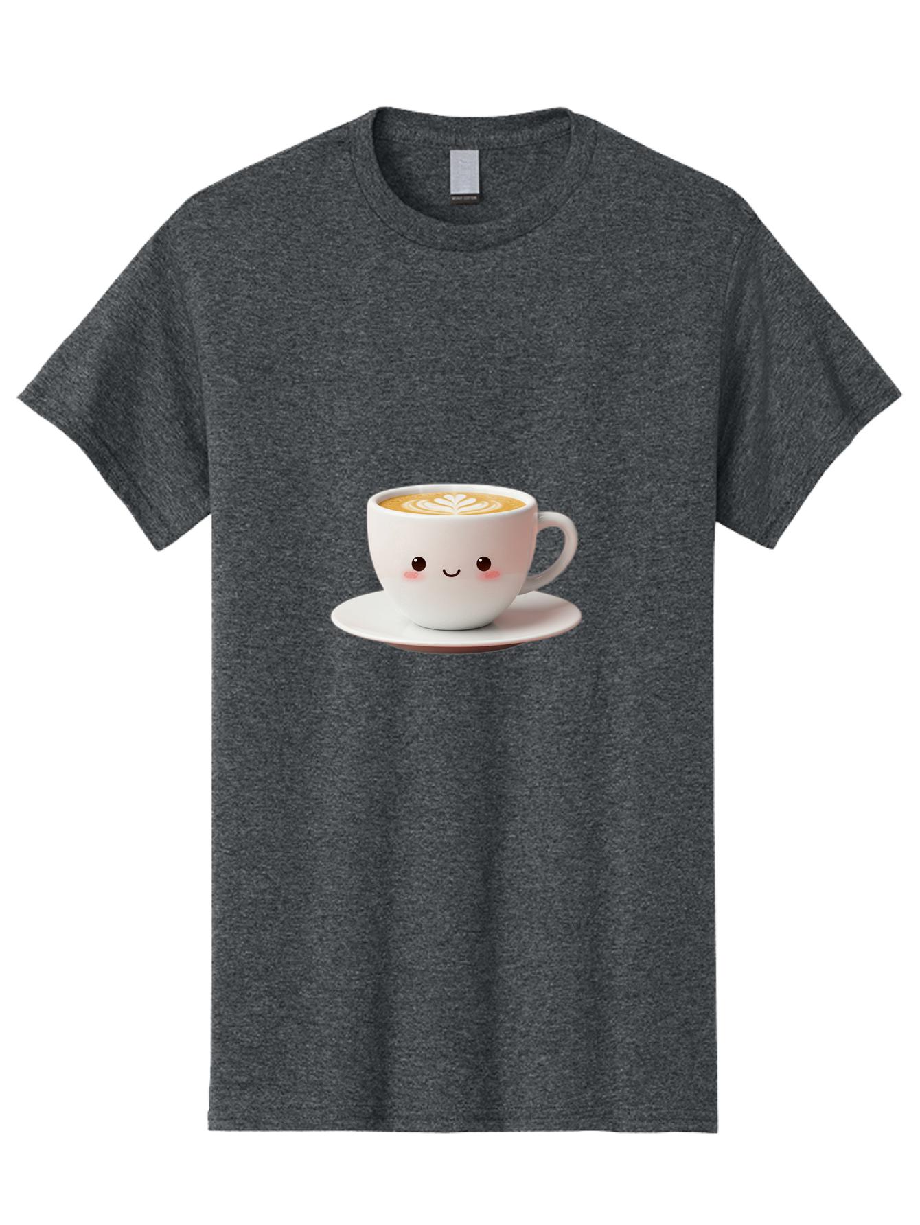 Cappuccino Men'S Graphic Tee, 100% Cotton, Comfortable Casual Summer Wear, Machine Washable, Cute Cartoon Coffee, Latte Art, Happy Face, Coffee Cup, Espresso Drink, Saucer, Adorable Character, Morning Pick-Me-Up, Coffee Break, Bab713