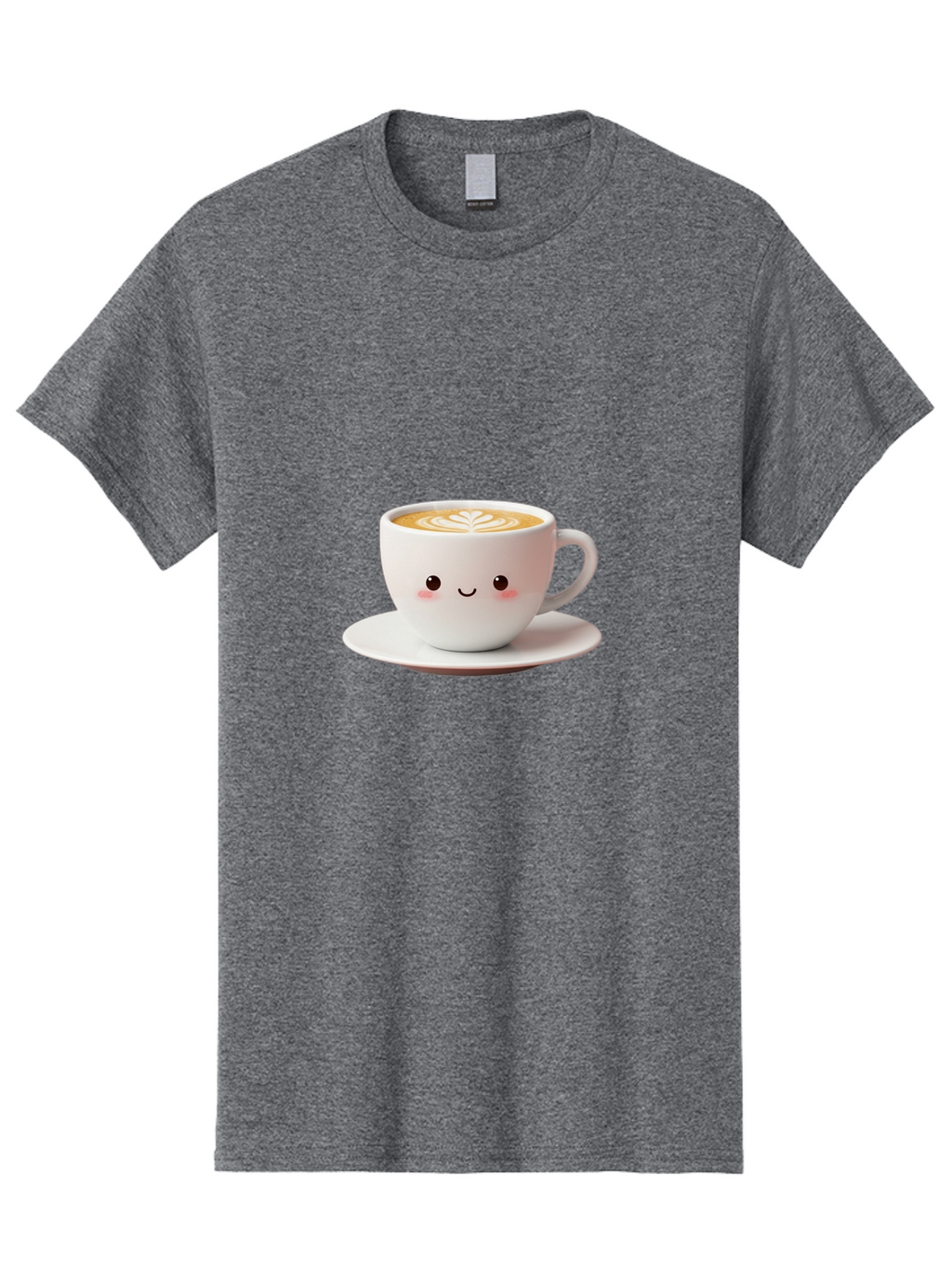 Cappuccino Men'S Graphic Tee, 100% Cotton, Comfortable Casual Summer Wear, Machine Washable, Cute Cartoon Coffee, Latte Art, Happy Face, Coffee Cup, Espresso Drink, Saucer, Adorable Character, Morning Pick-Me-Up, Coffee Break, Bab713